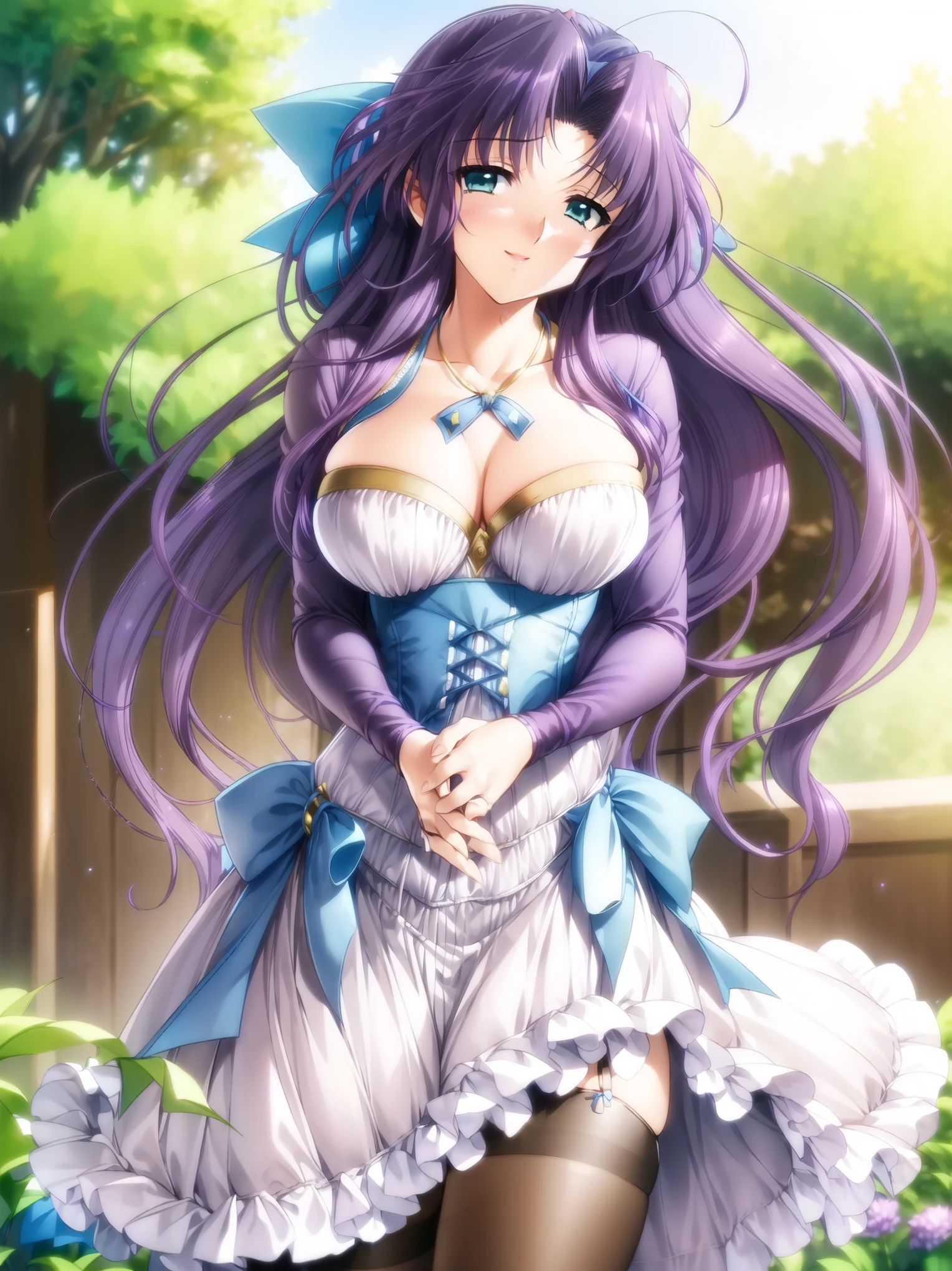 ((Super detailed, Exquisite quality, The absolute solution)), (in lovelive! style:1.5), ((lovelive!, Nozomi Tojo, Hair Dark purple hair, low twintails hair, Large Breasts, eyes are green)), ((A Rococo Victorian gown featuring a voluminous, huge hoop skirt and a long hem., princess style long skirt, A skirt full of fluffy frills and pleats))), ((Huge breasts, Cleavage)), (((breast focus))), ((The audience watching, smile)), Skin dents, Highly detailed skin, Cowboy Shot, (Soft Focus:1.2), (Shadows in the movie:1.2), (((Biologically correct hands))),