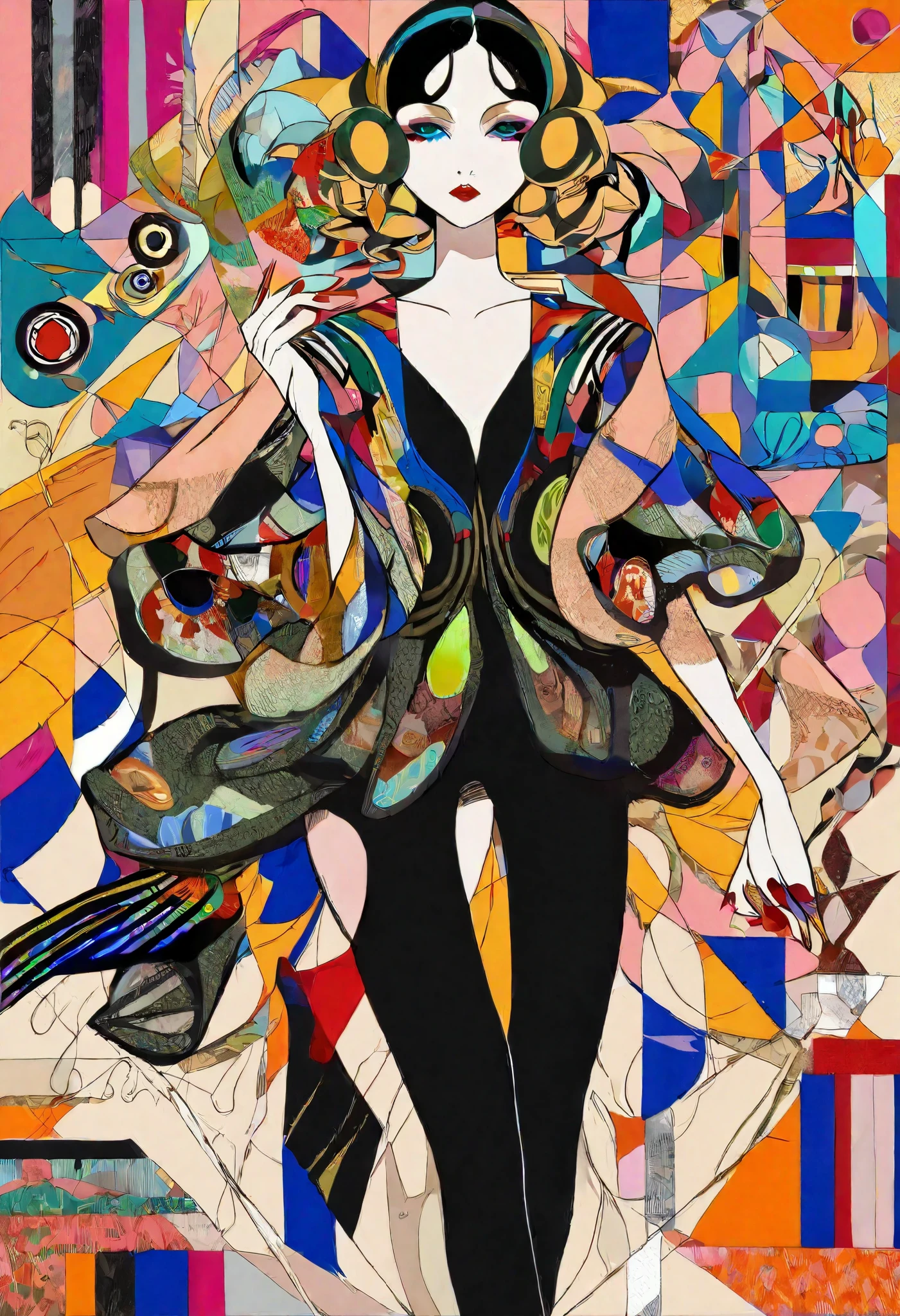 best quality, high quality, masterpiece, flat color, [by horz:Sara Wollfalk:0.7],
BREAK
detailed beautiful face, Professional fashion portrait of a person with innovative makeup, magic makeup, by Riccardo Tisci,  break
Unique and intricate makeup by Random blend of art movements, fusion of impressionism and surrealism, abstract expressionist elements, modernist and postmodernist influences, cubist shapes, futurist dynamics, dada randomness, baroque complexity, art deco elegance, gothic mood, renaissance inspiration, psychedelic patterns, avant-garde style, minimalist and maximalist contrasts, vibrant street art, rococo flourishes, Futuristic fashion, cutting-edge design, aesthetic excellence, high-fashion look, Avant-garde attire, innovative styling, striking beauty, artistic fashion statement, High-tech fashion, sleek and elegant designs, visually stunning, modern couture, Fashion forward, groundbreaking aesthetics, sophisticated elegance, trendsetting style, surrealistic, fantasy art, abstract, doodle art, [(details:1.2): [ (many small details:1.3) : [ (many ultrasmall details: 1.2):(very detailed ultrasmall edges and microrelief:1.5):0.7 ]: 0.4 ] :0.2],  