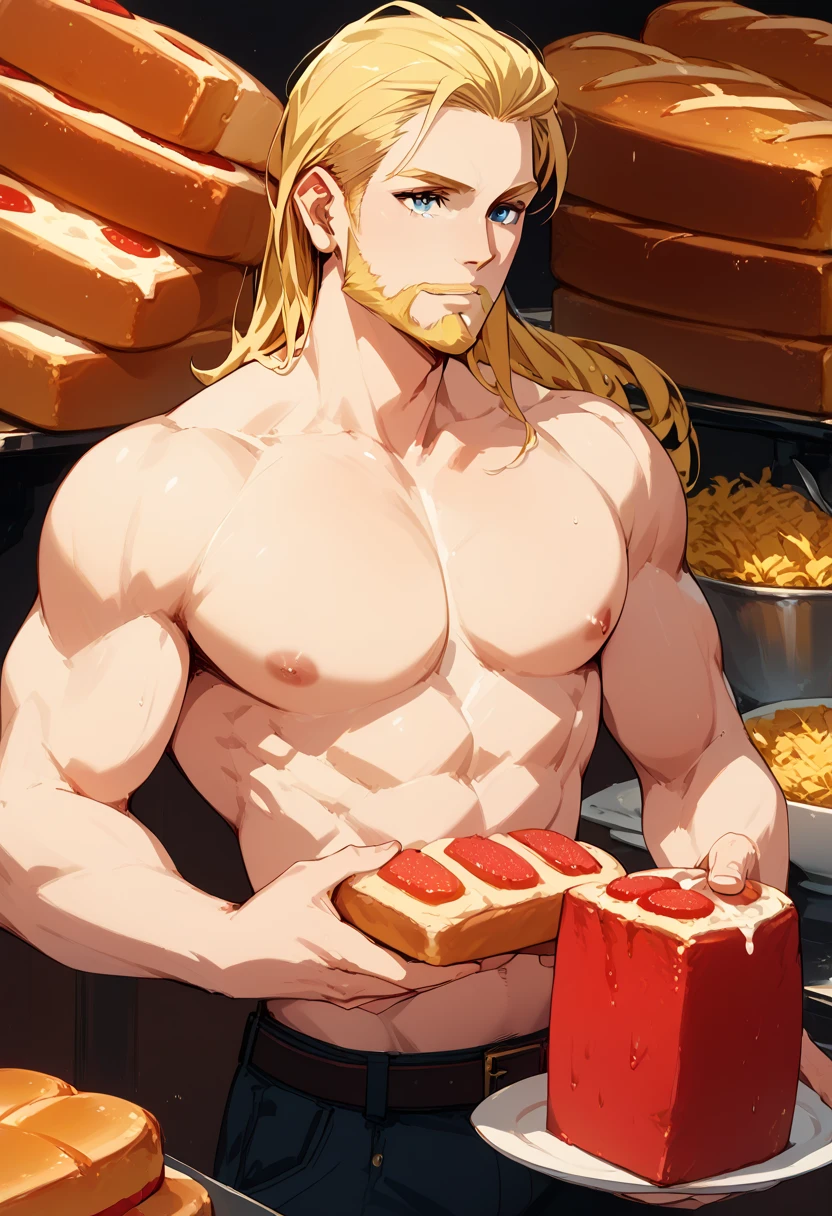 Dozle，Blonde，Golden beard ， macho，Red bread ，Topless