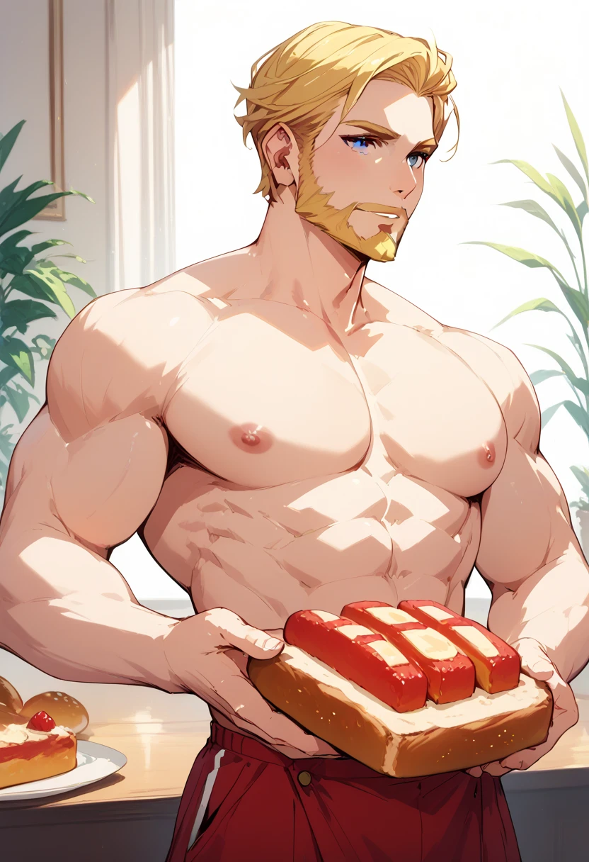 Dozle，Blonde，Golden beard ， macho，Red bread ，Topless