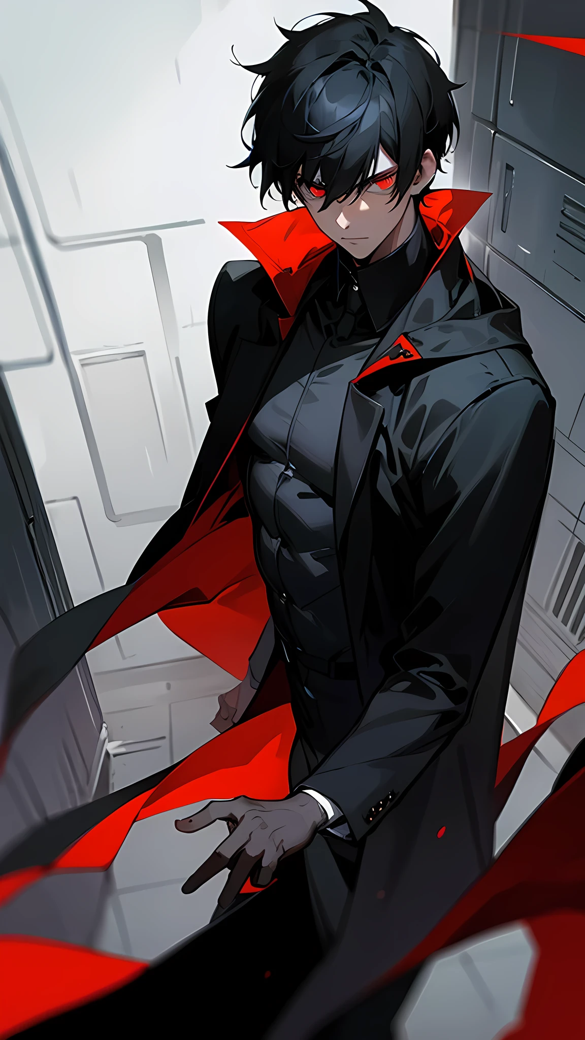 A red-haired man stands with his back turned.