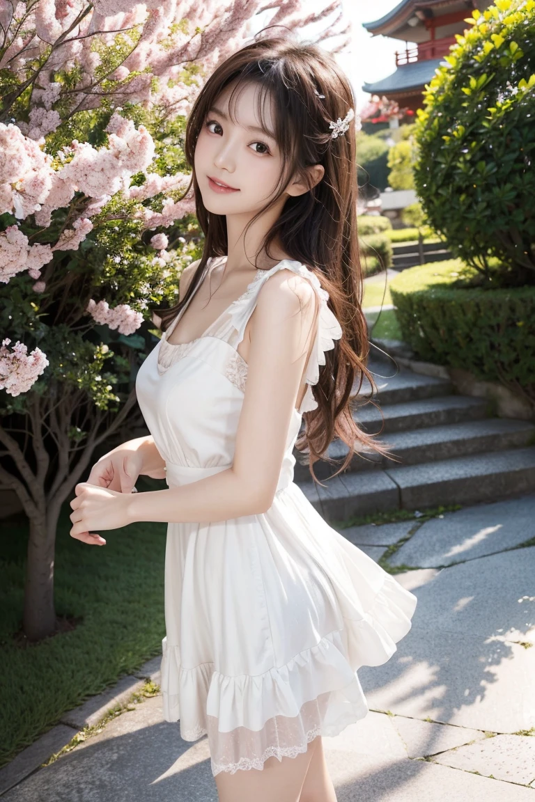 White Room、Vermilion floral lace chiffon dress、(Highest quality)、((Very detailed))、4K、(8K)、masterpiece、Very detailedな、Highest quality、Super Resolution、1 person、Kind Face、Soft Light、RAW quality、Soft Skin、163cm、30 years old、Thighs