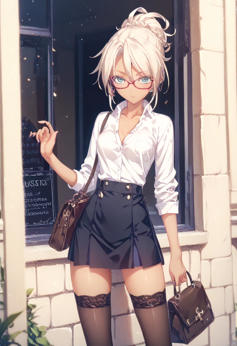  Hair, rpg, mucus,    smooth skin  ,  glasses ,   erotic pose, cut out, stockings,  prostitute,  medium chest , tan