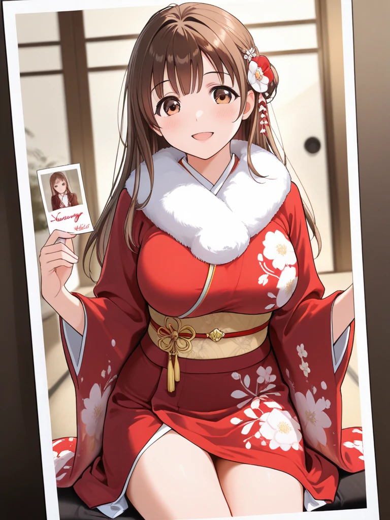 masterpiece, best quality, Polaroid Photo Generator, two girls, 
FujisakiShiori, long hair, red hair, red eyes, breasts, hairband, retro artstyle,
HinomotoHikari, short hair, red hair, blue eyes, breasts, retro artstyle,
Furisode with fur, happy, smile, Coming-of-age ceremony photo,