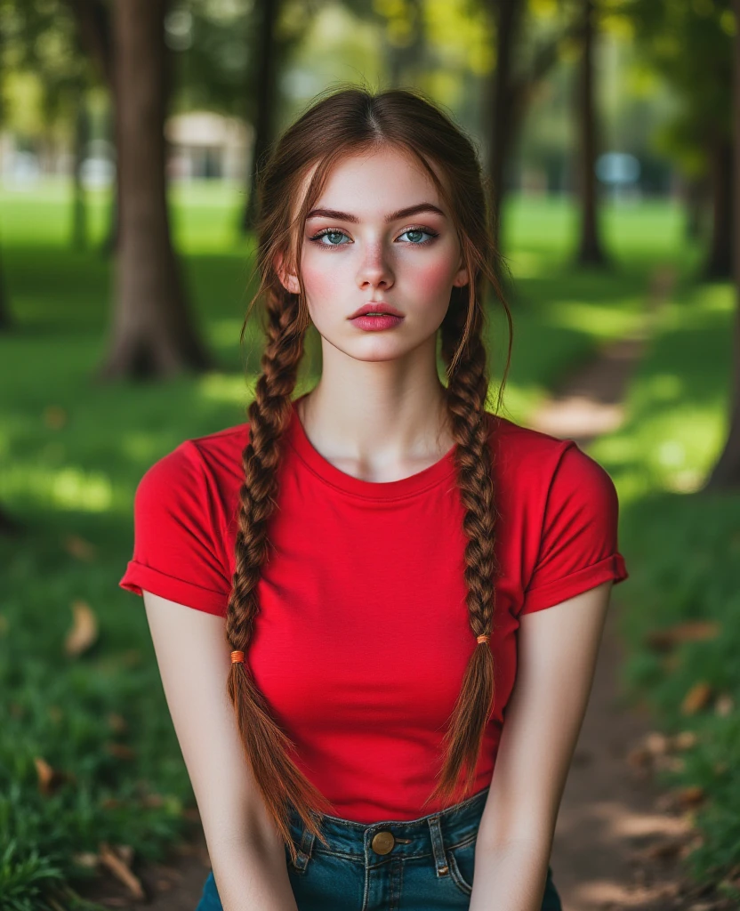 cinematic film still beautiful,masterpiece,best quality,extremely detailed face,perfect lighting,1girl,arms behind head,cowboy shot,cute,flirty,looking at viewer,cammy white,twin braids,long hair,blonde hair,antenna hair,beret,(red headwear:1.3),blue eyes,scar on cheek,(large breasts:1.2),green leotard,sleeveless,red gloves,fingerless gloves,camouflage,. shallow depth of field, vignette, highly detailed, high budget, bokeh, cinemascope, moody, epic, gorgeous, film grain, grainy'