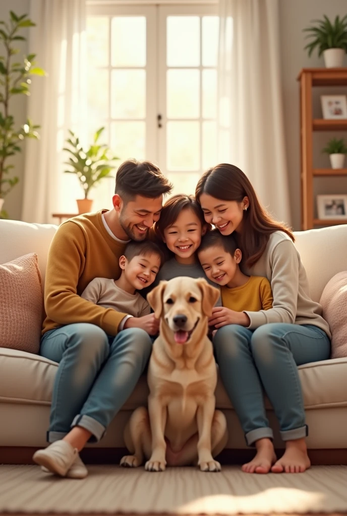 pug with happy family