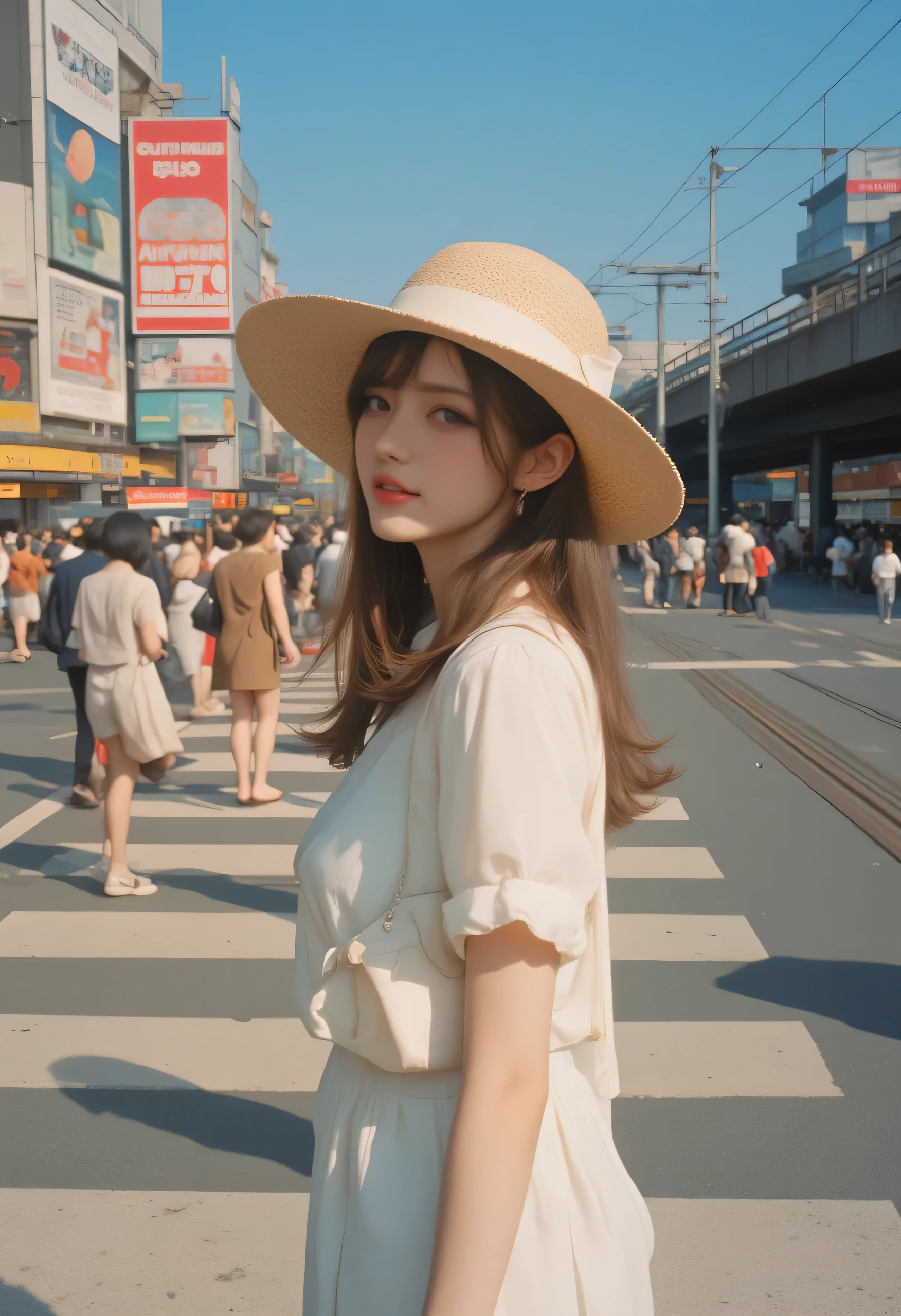 src:
  structure.yaml:
    content: |-
      Summer scene at Shibuya Scramble Crossing, captured with a 1971 Leica M5
      - Strong summer sunlight and clear blue sky
      - A Japanese woman in her 20s
      - Classic film-like grain and retro tones
      - Signature Leica soft bokeh effect
    dependency: []
    agent: "claude-3-5-sonnet-20241022"
    api: ["imagen-3.0-fast-generate-001"]

  photography:
    shibuya_woman_summer.png:
      content: |-
        Summer at Shibuya Scramble Crossing, captured with a Leica M5 in the 1970s
        - **Main Subject**: Japanese woman in her 20s
          - White summer one-piece dress
          - Wide-brimmed straw hat with ribbon
          - Gentle smile and natural posture
          - Holding a small shopping bag
          - Shoulder-length straight hair blowing gently in the wind
        - **Background**:
          - Bustling crowd at Shibuya Scramble Crossing
          - Retro 1970s advertisement billboards and buildings
          - Elevated railway tracks in the distance
        - **Environmental Details**:
          - Bright summer sunlight softly illuminating the subject
          - Strong contrasting shadows cast on the ground
          - Urban background blurred with soft bokeh
        - **Camera Settings**:
          - **Lens**: Leica Summilux-M 50mm f/1.4
          - **Aperture**: f/1.4 (shallow depth of field)
          - **Shutter Speed**: 1/500 sec
          - **ISO Sensitivity**: ISO 100
          - **Film Stock**: Kodak Ektachrome (warm tones and fine grain)
        - **Leica Signature Bokeh**:
          - Soft and natural background blur
          - Foreground and background elegantly separated
        - **Composition**:
          - The subject is positioned slightly off-center to the left
          - Background lines naturally guide the viewer's eye to the subject
          - Golden ratio considered in placement
      dependency: []
      agent: "imagen-3.0-fast-generate-001"
      api: []
