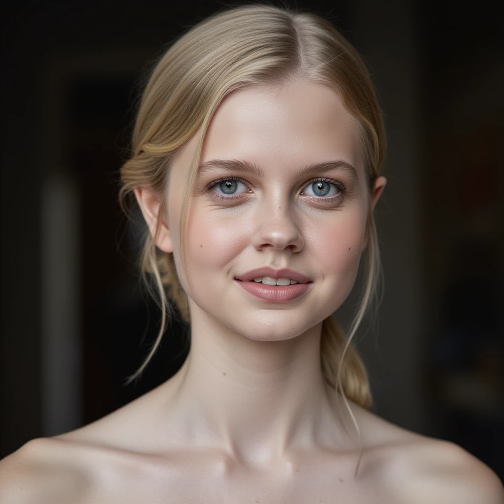 Angourie Rice in a strapless dress, being hypnotised, hypnotised face and look