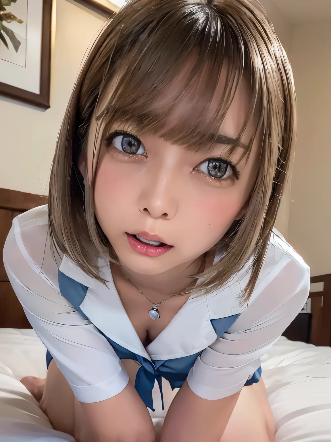( Masterpiece : 1.3), (Maximum resolution: 1.2), ( ultra HD TV : 1.2), Cinematic Light , 8k resolution, Detailed Facial Features , ( Concentration : 1.2), ( focuses on the face :1.2), perfect style, beautiful faces, Acura, accurate to human body structure, high-resolution facial and skin texture , beautiful eyes , Delicate Eyes , thin eyebrows on boots、 Natural blush, skin growth 、 glossy lips 、( semen flowing into the chest :4.5)( Overflowing thighs :3.2)、 Exposed behind hand 、 soft breasts、sweat、 Messy clothes 、、 and the humiliating expression holding a tiger kitten 、 {{{{One boy、 Frightened expression 、 embarrassing expression 、 embarrassing expression 、anger、sorrow、tears、Open your knees、 feet 、 white underwear、 necklace 、 Messy clothes 、 Exposed white panties 、 exposed white bra 、Thin underwear、 stockings、 Neat Outfit 、1 person、 stretch your chest , blonde alone 、 Silver Hair、Black brown hair、Blue-gray eyes 、 greenish gray eyes ,( high school uniform :1.3)、 total、Cover your total with your hands、bedroom、Late night bed、 hold on to human masturbation 、 Masturbating action 、 Masturbating、 on the cheek 、 on the bed、 、sweatが流れる胸の谷間、