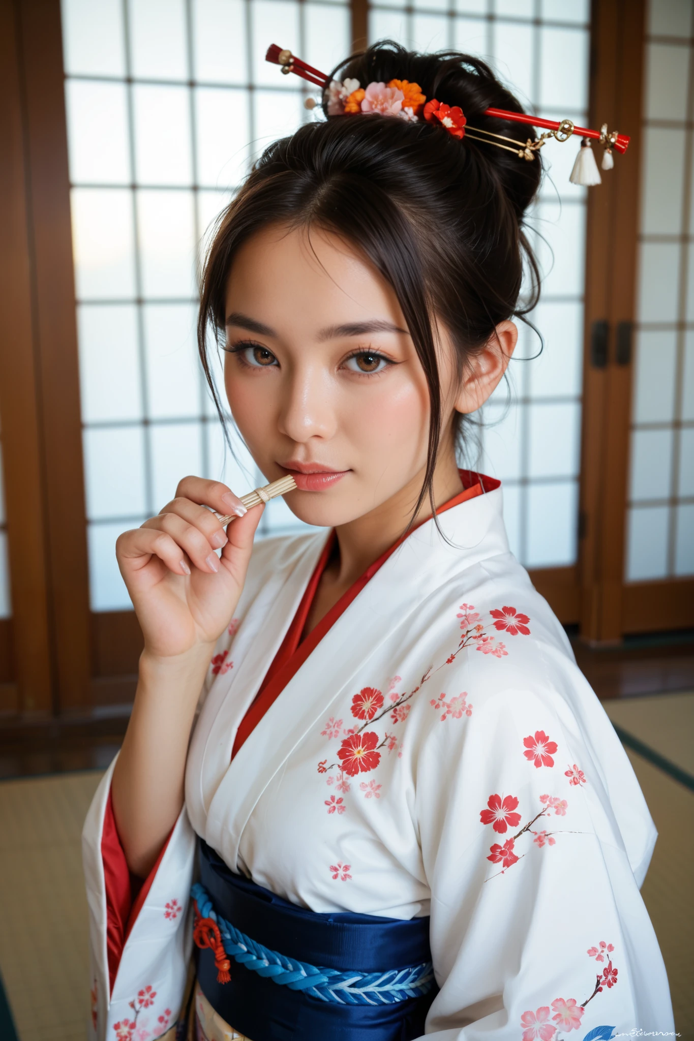Ultra realistic traditional Japanese coming-of-age ceremony in traditional Japanese clothing, photo-realistic