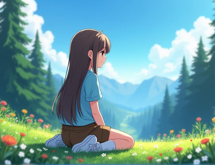 1girl, (masterpiece, top quality, best quality, official art, beautiful and aesthetic,:1.2), blue eyes,
young teenage, medium breast, (long hair:1.2),white t shirt, blush, smile, closed mouth, lawn, god light, blue sky, nature, sunshine, shiny thigh, sitting, (hug own knees:1.2), full body, wide shot
<lora:try2:0.6>