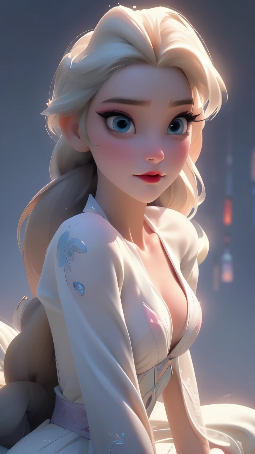 Elsa, (perky breasts), (((small breasts))), smirk:1.2, beautiful blue eyes, (perfect iris’s), depth of colour to her eyes, blonde hair, long hair, braid, full lips, blush, naked, she is showing her vagina, depth of field, bokeh, (special attention to skin detail: 1.2), masterpiece, best quality, ultra-detailed, ultra-HD, photorealistic, cinematic, ((mid camera shot)), sensual pose, alluring, nipples:1.4, looking up at camera, closeup on her face, her cheeks are blushed, 2, she is on her knees, eye contact:1.4, high angle:1.5, ((closeup on face)), perfect face, (((visible breasts))) bokeh everything other than her perfect face, location is Arendelle in winter, ice castle