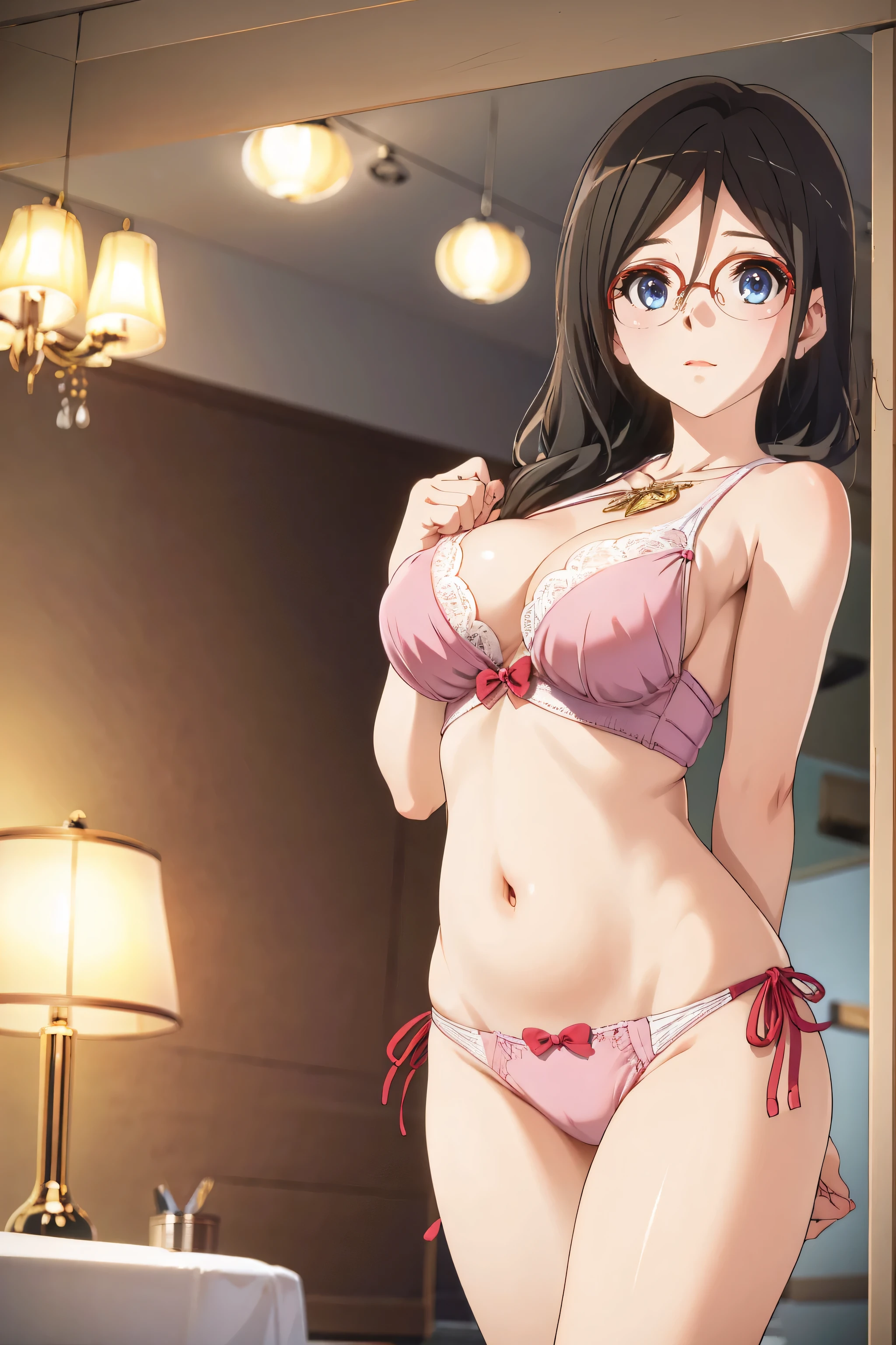 Very noble、She's erotic and cute 、Wear revealing clothing、 wears erotic and glamorous lace 。Wear erotic pink open lingerie 。。。。。、 Vibrant Color Styles 、 I'll dazzle you with the best images in the best situations .。 this is a high quality product with meticulous attention to detail ...................。...。 Erotic Poses 。Sexy proportions。 Hang it down to cover your forehead 。 facial beauty。High quality skin texture is the best。Mischievous Appearance。The eyes that look at me are beautiful。 pats her head with a gentle smile 。Beautiful white teeth、 g cup bust、 plump bust、Serving with a beautiful chest、Very beautiful body、this is、 She leaned forward.、Highlight your beautiful stomach and breasts ...................。、 ultra high definition、 beautiful image 。 vivid details 。Delicate expression around the eyes。。。。Top class performance ultra high definition beautiful expression down to the smallest detail 4K high resolution 8K high resolution for a healthy body to look beautiful