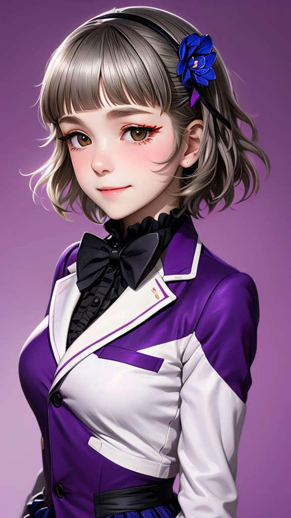 masterpiece, best quality, ultra detailed, watercolor and oil painting fusion, hot black artwork, white line art, beautiful woman, 1 woman, older woman kafka, beauty, perfect anatomy, perfect eyes, perfect fingers, perfect hands, anime girl, sexy uniform, thight, breast, purple hair, seductive smile, room background, with a finger in her mouth, soft, seductive, hot, spicy,
