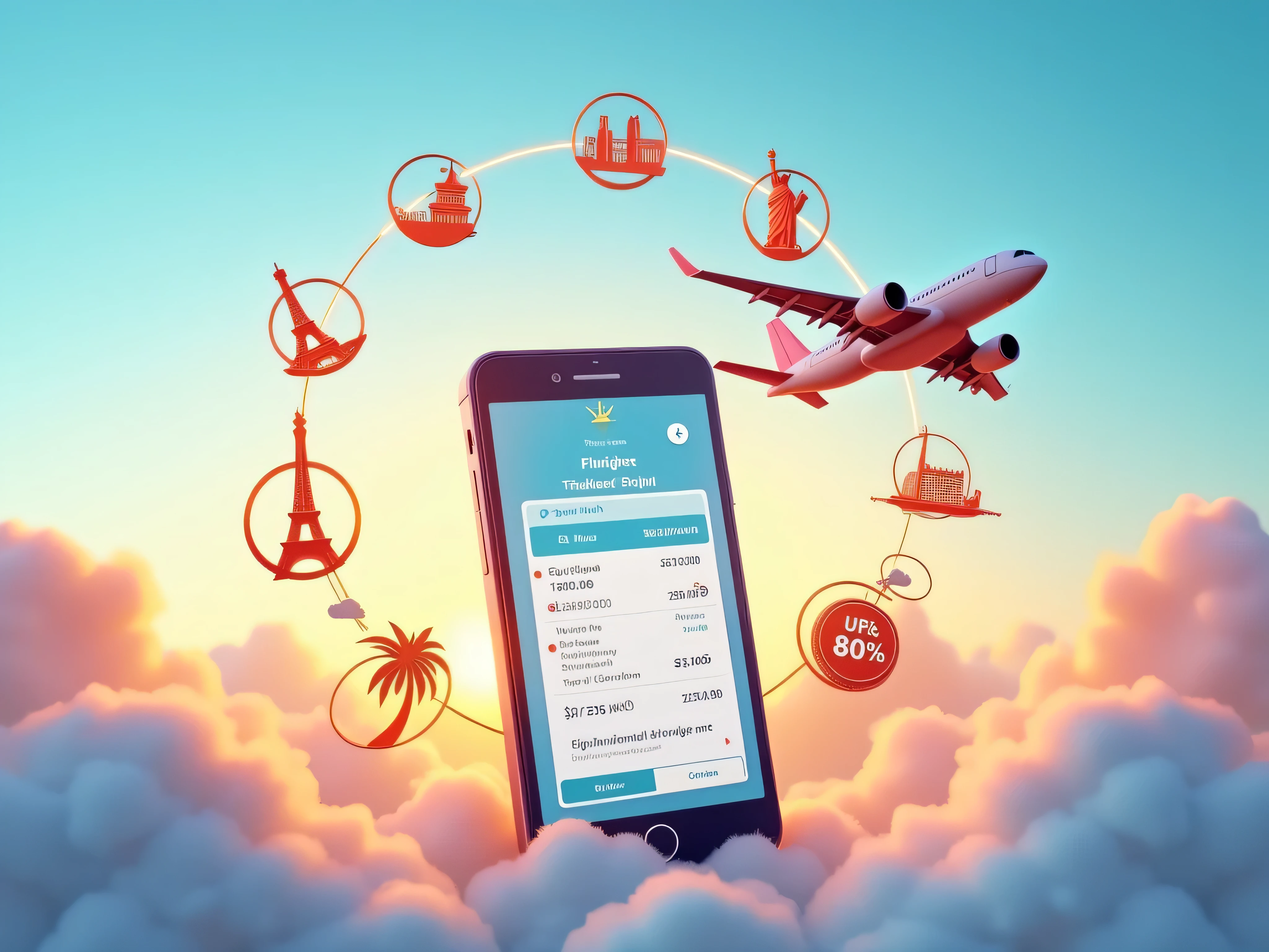 promot a offer on flight ticket booking. Upto 15%