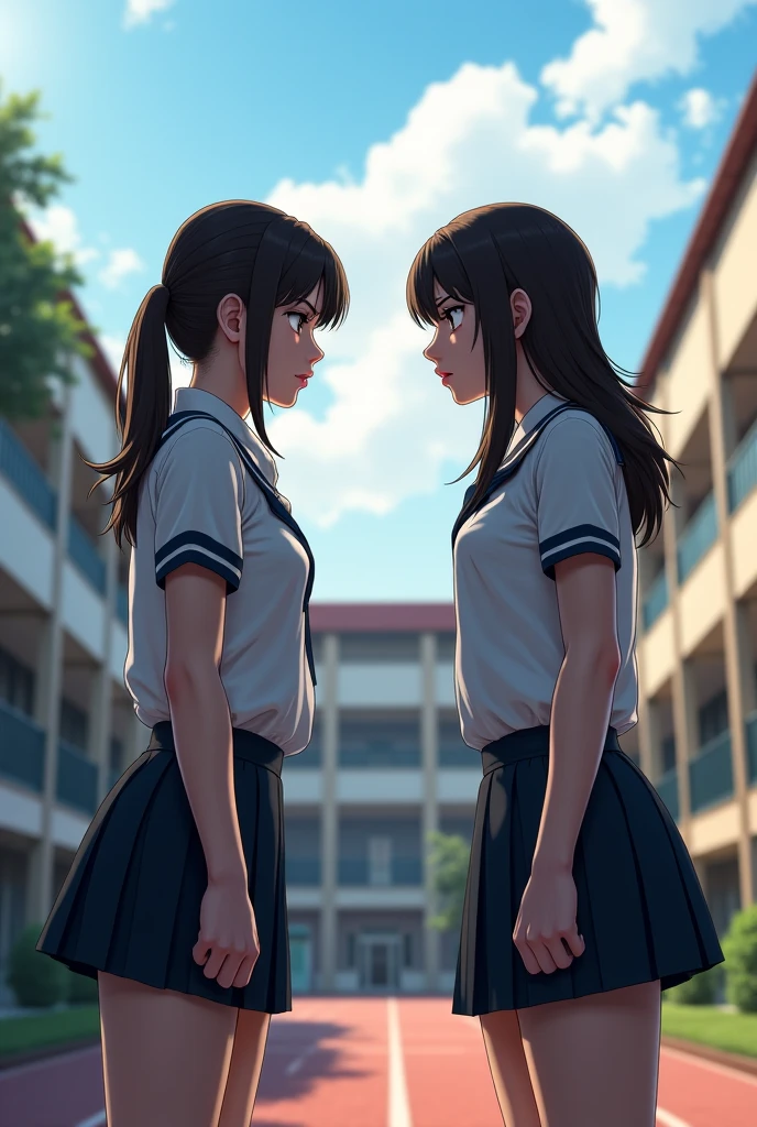 Chun Li in schoolgirl clothes vs Emilia
