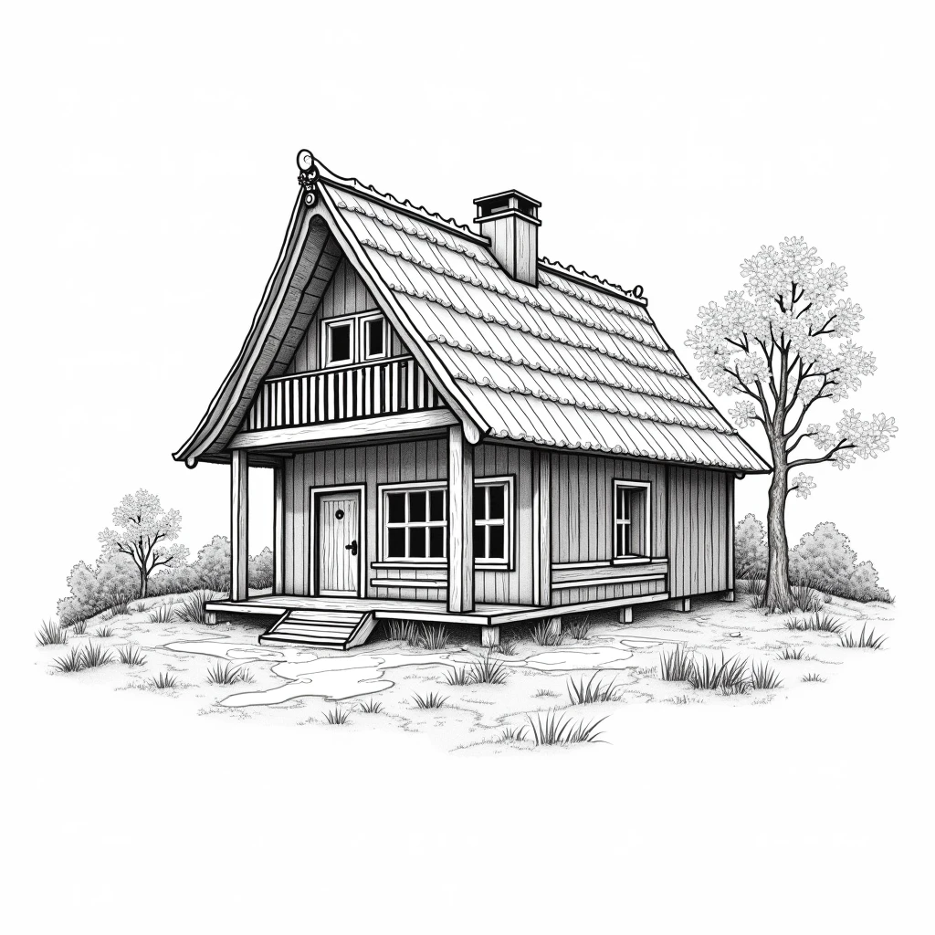 Vutan Home structure with pattern inside of it, full of line, so many line in the design, complex design,  many designs inside it for adult coloring books, Thick line, No color, No shade, please don't use black shade, make it realistic and complex design (full box design) "(Monoline graphics)" No black color inside the design