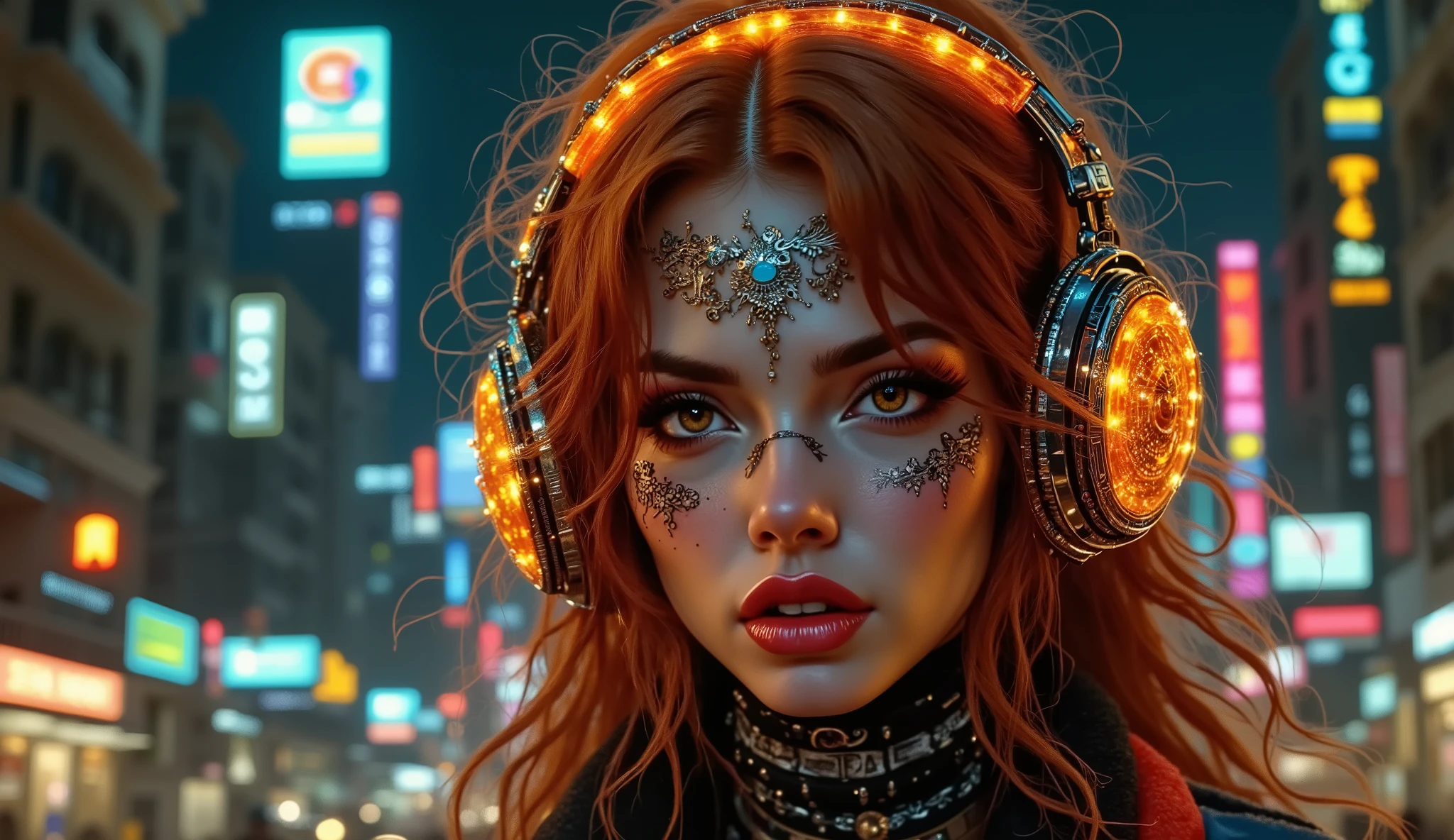 hyperdetailed, complex scene, installed in , intricate cyber architecture . Ukrainian comes from a peaceful race : are swirling , a long opaque dress in , , Every centimeter of the image is full of , Lots of lights . tiny drones , elements, , in a white opaque ethnic Ukrainian cyberdress . The level of detail is amazing , , Create sound and shape the world around you with your thoughts . Red-haired girl : very long curly hair , headphones glow with thin lines , Dressed: against the background of a futuristic night city ), glowing embroidery , patterns that demonstrate beauty and the complexity of this , will radiate an unreal glow , Your sensual curves will become almost transparent . His touch is electrifying. symbol (Ukraine) is a symbol of pure energy . Due to its innate connection to clean energy , But nothing is invincible, в соответствии с Ukraine. The fantastic cybercity of Kiev , живущей на планетах Ukraine, consisting of vast landscapes of rainbow crystals . They have the unique ability to connect with the energy of their planet ., can emit light, and the ground is covered with a mosaic of colored cyberhouses and crystals . Background - a futuristic cityscape , , Ultra-detailed ultra-realistic face and smooth movements create a sense of depth and realism {x} by forming super-complex patterns in the shape of a futuristic dress in the smallest sizes and top Camel toe brand , sophisticated and detailed style colorful and hyperdetailed flowing hair and wide hips radiate elegance. breathtaking patterns , , vehicles in bright colors , from a girl . The image is a fascinating combination of fashion photography . creating a rich and exciting visual experience , 3D render , patterns, Ukrainian ethnic style shines with , an exciting character . living on planets Ukraine ( Her dress skin creates tattoo patterns )