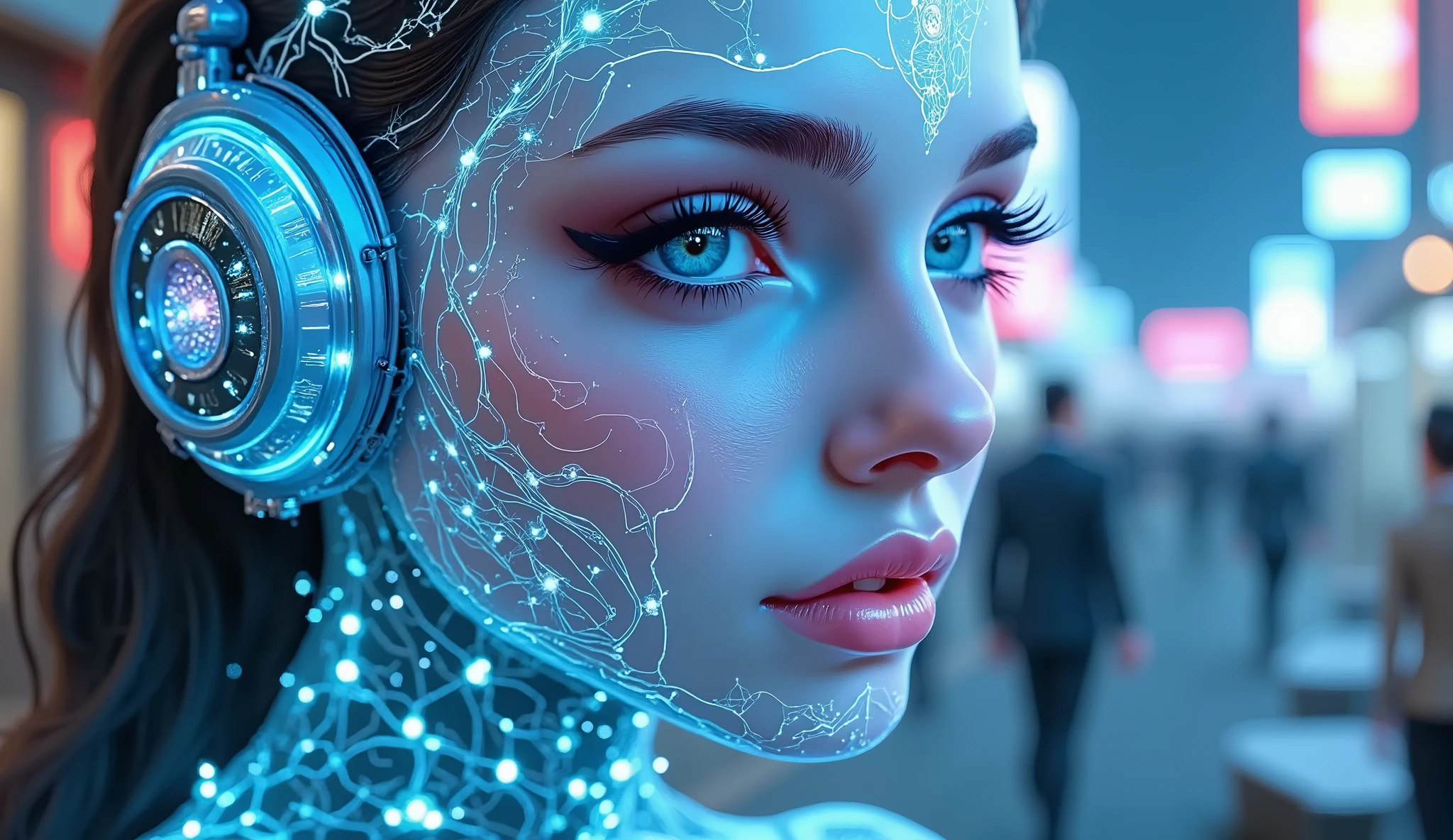 hyperdetailed, complex scene, installed in , intricate cyber architecture . Ukrainian comes from a peaceful race : are swirling , a long opaque dress in , , Every centimeter of the image is full of , Lots of lights . tiny drones , elements, , in a white opaque ethnic Ukrainian cyberdress . The level of detail is amazing , , Create sound and shape the world around you with your thoughts . Red-haired girl : very long curly hair , headphones glow with thin lines , Dressed: against the background of a futuristic night city ), glowing embroidery , patterns that demonstrate beauty and the complexity of this , will radiate an unreal glow , Your sensual curves will become almost transparent . His touch is electrifying. symbol (Ukraine) is a symbol of pure energy . Due to its innate connection to clean energy , But nothing is invincible, в соответствии с Ukraine. The fantastic cybercity of Kiev , живущей на планетах Ukraine, consisting of vast landscapes of rainbow crystals . They have the unique ability to connect with the energy of their planet ., can emit light, and the ground is covered with a mosaic of colored cyberhouses and crystals . Background - a futuristic cityscape , , Ultra-detailed ultra-realistic face and smooth movements create a sense of depth and realism {x} by forming super-complex patterns in the shape of a futuristic dress in the smallest sizes and top Camel toe brand , sophisticated and detailed style colorful and hyperdetailed flowing hair and wide hips radiate elegance. breathtaking patterns , , vehicles in bright colors , from a girl . The image is a fascinating combination of fashion photography . creating a rich and exciting visual experience , 3D render , patterns, Ukrainian ethnic style shines with , an exciting character . living on planets Ukraine ( Her dress skin creates tattoo patterns )