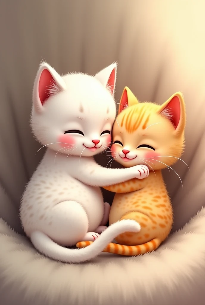 Two kittens hugging animated
