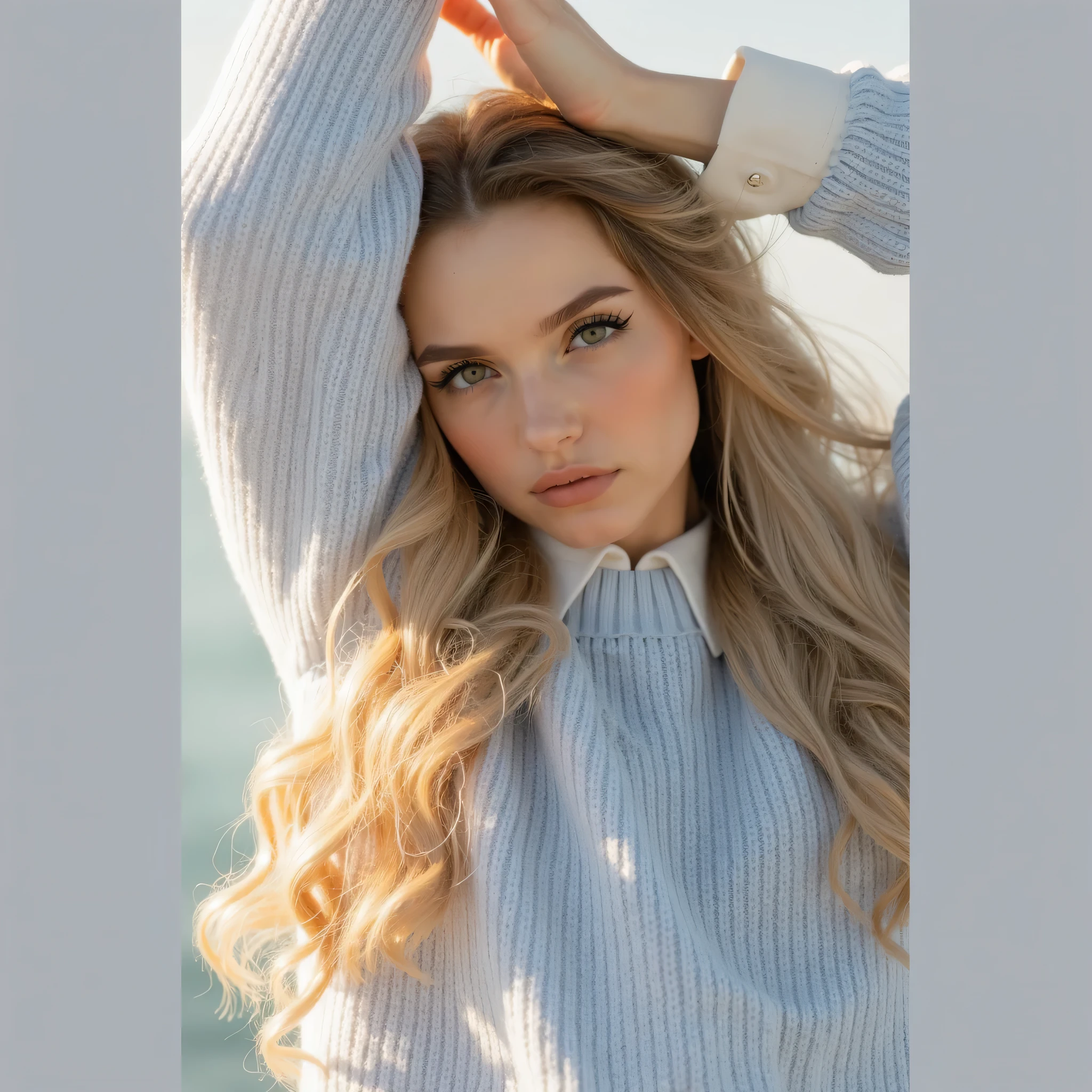  long hair,  blond hair ,  simple background,  ajar lips, makeup, saliva, Light blush,  Background Blur, 