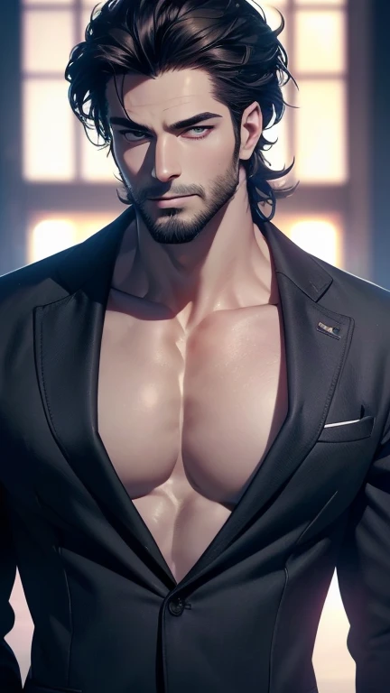 a close up of a man in a suit and black shirt, raphael lecoste, arian mark, handsome man, miguel iglesias, attractive man, handsome and attractive, handsome male, good looking face, very attractive and beautiful, handsome face, background : diego fazio, very handsome, really good looking face!!, attractive male