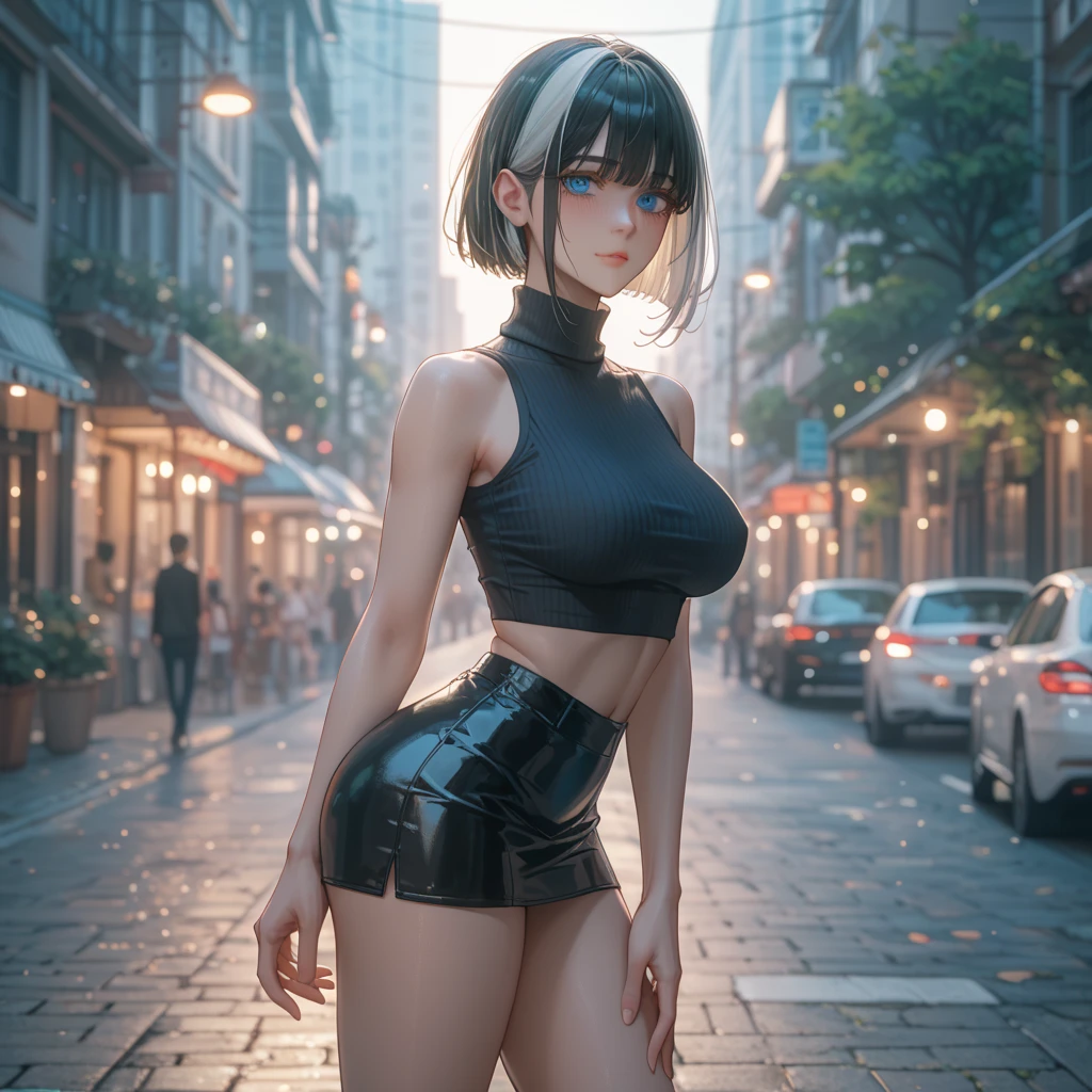 (((a cute young skinny woman with short black mesy hair,))) (((((she has small breast, a-cup))))), pouting, a sheer hot pink mesh thong and black sleves , posing provocatively in a warehouse, ((nsfw, erotic, lewd, exposed nipples,))short hair, she is bare foot, exposed shoulders,(((nipples visible))), (((topless))) shifted bikini top ,open top, cyberpunk art style, cyberpunk 19 y. o model girl, hyper-realistic cyberpunk style, cyberpunk vibes, cyberpunk style ,hyperrealistic, cyberpunk beautiful girl, cyberpunk art ultrarealistic 8k, cyberpunk girl, cyberpunk art, female cyberpunk anime girl, in cyberpunk style, cyberpunk judy alvarez, sexually suggestive,embarrassed, shy, full-face blush, blush, nose blush,, 1girl, masterpiece, best quality, absurdres, highres, 4k, ray tracing, perfect face, perfect eyes, intricate details, highly detailed,