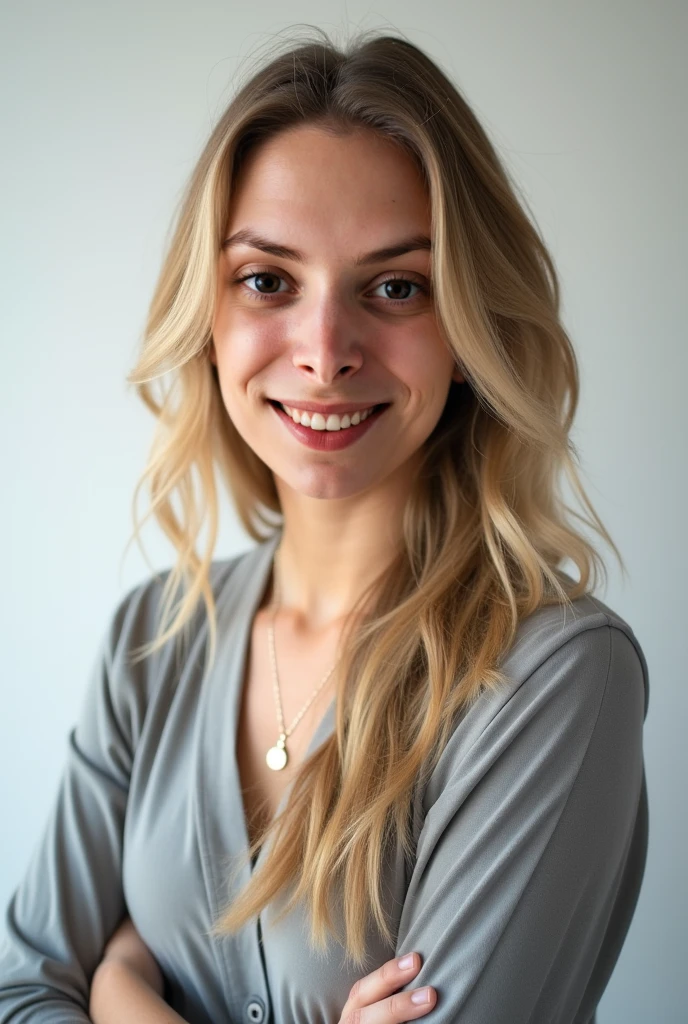 (beautiful, detailreiches Haar blond, blaue Augen, beautiful teeth, whole body recording, in der schule mit einem Apfel in der hand und in (Adorable freckles), (charming smile, schelmischer Ausdruck), (verspielte Pose), (business dress), (wunderliche Brise, wallende Haare), (Bokeh-Hintergrund), (lebendige Farben, rich tones), (froh, sorglos), (fesselnd, Zauberhaft)