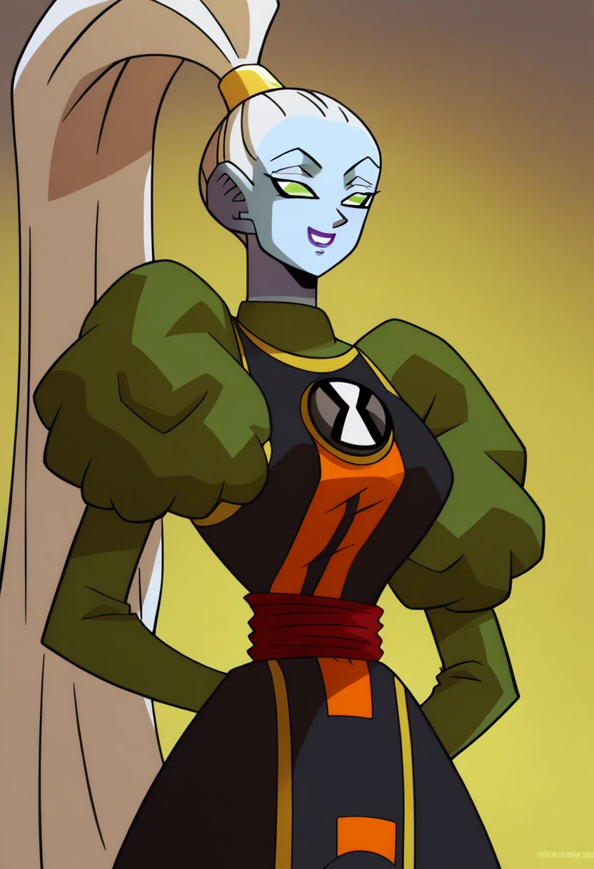 Vados (Angel of Universe 6), 1girl, solo, staff, colored skin, blue skin, arm behind back, full body, long hair, hair pulled back, ponytail, , holding, white hair, staff, high ponytail, ojos azules, ojos color azul, Nude, nude, Nwsf, nude, nsfw, gagged, bondage shibari, manos y brazos atados, bondage shibari, bdsm, Arms tied behind the back, arms behind the back, Arms tied behind the back, muslos atados, patas atadas, Gagged, bound arms, arms behind back, de frente, Ball Gag, bdsm,bondage, gagged, sitting position, Kneeling position, in the room, ball gag color roja, gag de correas, viendo hacia el espectador, looking towards the camera, shrimp position, babear, babeando, saliva en la gag, basement, sonrojada, en celo 