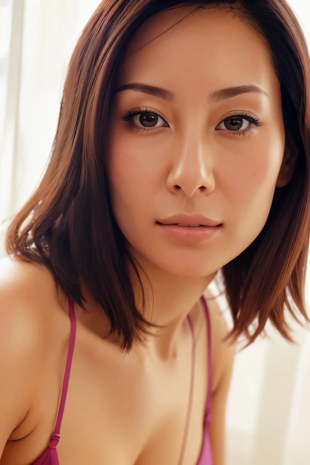 woman images,、 face close-up while changing clothes、Smooth Skin、Masterpiece、 best quality 、8k photos、woman, Age 25、 girl 、from below,