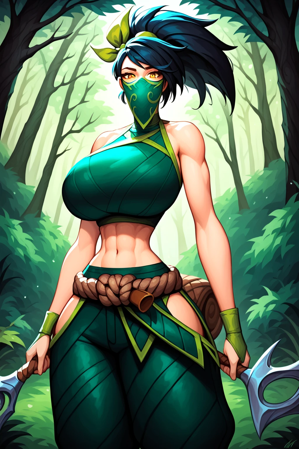 ultra realista 8k CG, work of art, ((ultra detailed background, delicate pattern, intricate-detail)), (highy detailed, fine-details,), (beautifull detailed face, eyes and hair:1.1), 1 girl, akali, gazing at viewer, League of Legends, abdomen, arm tatoo, bangss, blouse, breastsout, fishnet green chemise, hair between the eyes, hip ventilation, long bangss, long hair, mask, tummy, ninja, hypdertailed, rope belt, belt pouch, chemise, standing alone, stomach tatoo, tatoo, sexy, drooling over mask, big pervert, insane pervert, spit mask, face full with saliva, areola exposed, areola show, areola visible, enormous areola, nipple bulge, side view