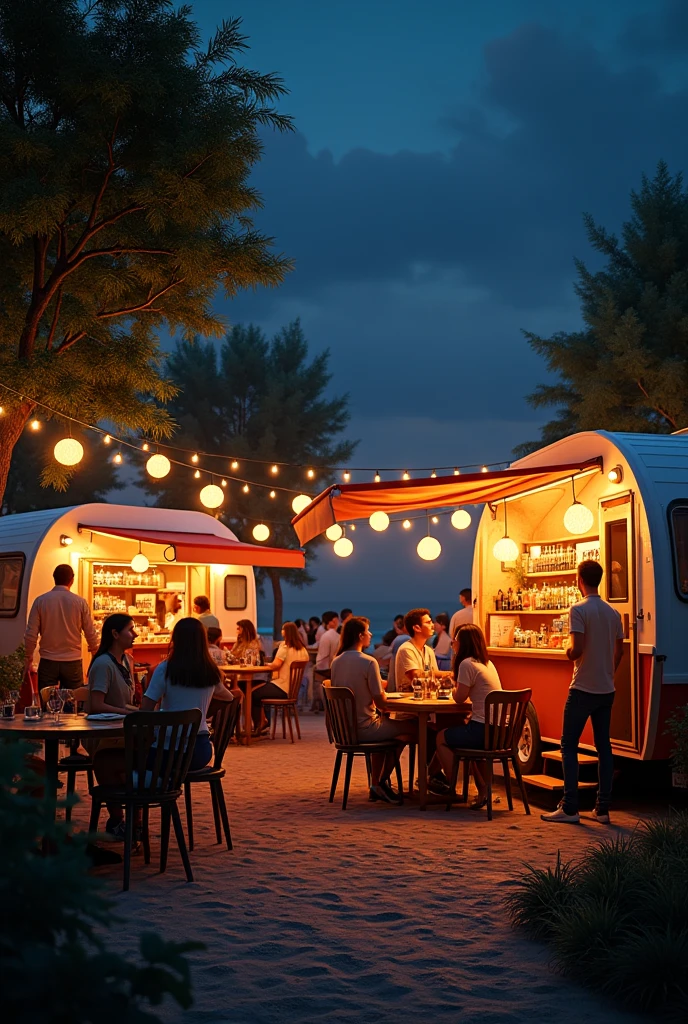 mobile beverage bar with various drinks on its menu, which is rented for various events.