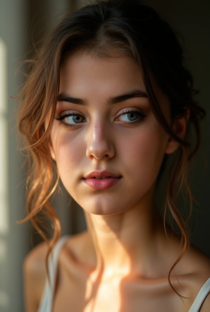 RAW photo, a 22-year-old-girl, in lingerie, sit beside window, (1girl), (realistic), (photo-realistic:1.5), lipstick,(RAW photo, 8k uhd, film grain), Sharp Eyeliner, Blush Eyeshadow With Thick Eyelashes, extremely delicate and beautiful, 8k, soft lighting, high quality, highres, sharp focus, extremely detailed, (sunlight on face), beautiful detailed eyes, extremely detailed eyes and face, masterpiece, cinematic lighting, (high detailed skin:1.2), 8k uhd, dslr, soft lighting, high quality, film grain, Fujifilm XT3