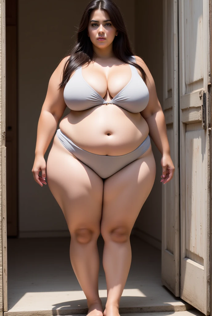 (8k, ultra-high resolution, highest quality, masterpiece:1.2), ultra-realistic, (realistic, photorealistic:1.37), (realistic skin:1.2), ultra-detailed, Canon EOS RP, 8k, nsfw,Korean mature woman, smiling,（obese）, (((super curvy,))) ((super voluptuous,)) adult model, （naked）, (walking）, ((full body shot)), thick ankles, (ponytail), (empty space), (pale white background only),