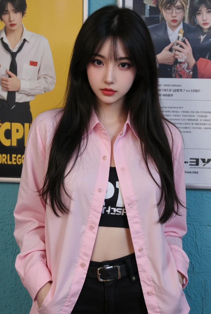 there is a woman in a pink uniform posing for a picture, gorgeous young korean woman, beautiful young korean woman, beautiful south korean woman, korean girl, xintong chen, a young asian woman, tzuyu from twice, young cute wan asian face, korean women's fashion model, portrait of female korean idol, young asian girl, chinese girl, li zixin