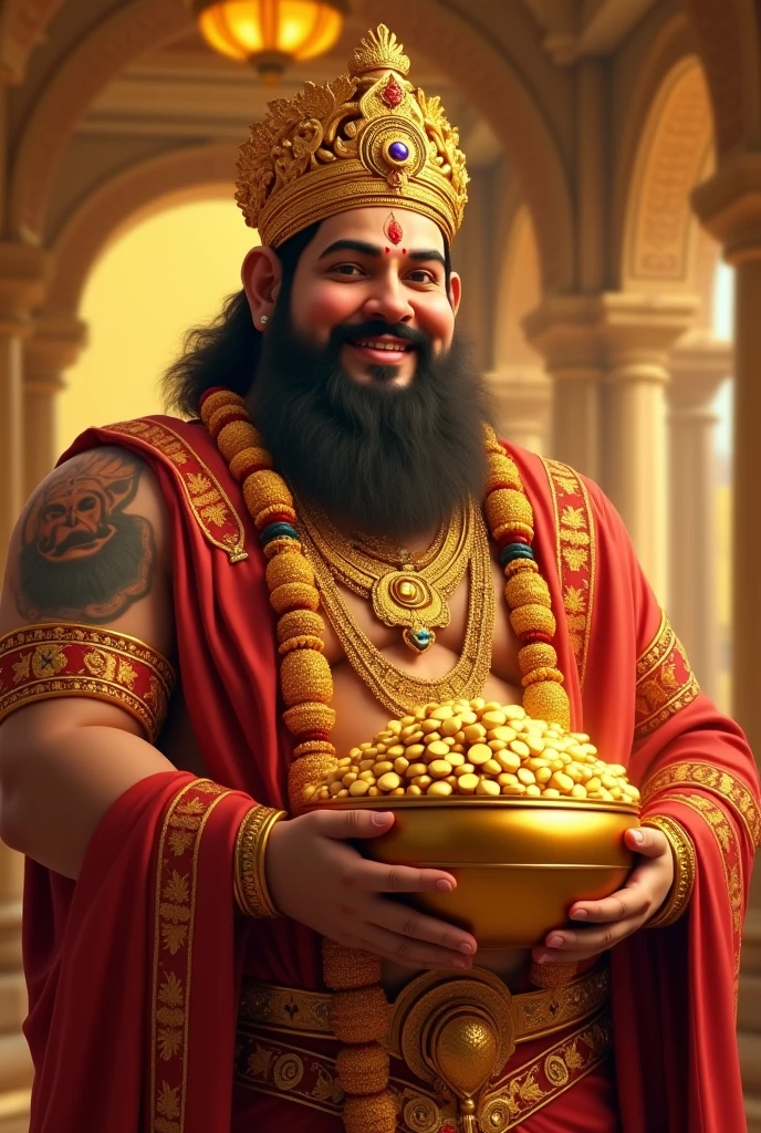 Kerala king Maveli using mobile accessories
Belly fat men skin white
Using Lots of gold ornaments
Cooling glass
Using mobile gadgets
