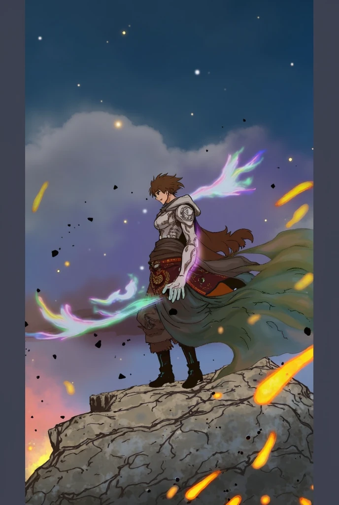 FFT Greek Prometheus holding a torch on a mountain