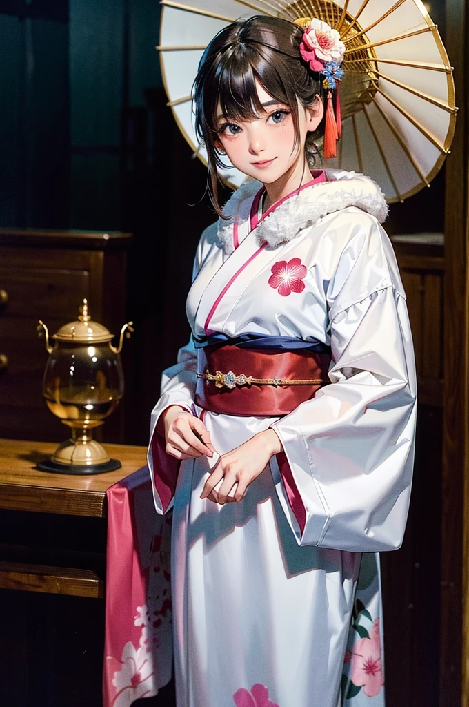 masterpiece, best quality, <lora:SukunaShinmyoumaru:1>,1girl, minigirl, sukuna shinmyoumaru, solo, teacup, bowl, japanese clothes, purple hair, cup, purple eyes, barefoot, smile, kimono, sitting, hat, short hair, looking at viewer, bowl hat, sash, sugar cube, tea, obi, spoon, blush, teapot, needle, wide sleeves, saucer, bare legs, holding, looking up, from above, food, in container, long sleeves, oversized object, red kimono
