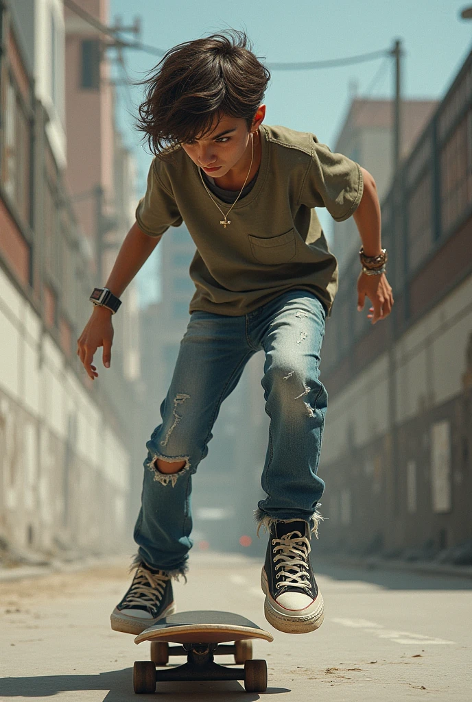 boy practicing parkur in urban clothing at an arts school