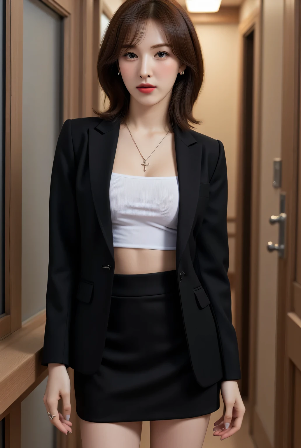 blazer jacket,(Bigchest:1.2),navel