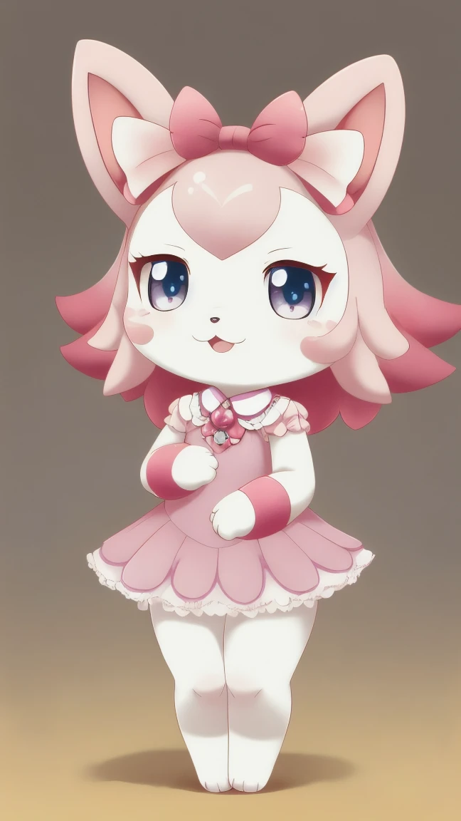 Cute, creature, white, chibi, =3, 1 girl, solo, sfw, paws, jewelpet, magical girl, precure, no panties