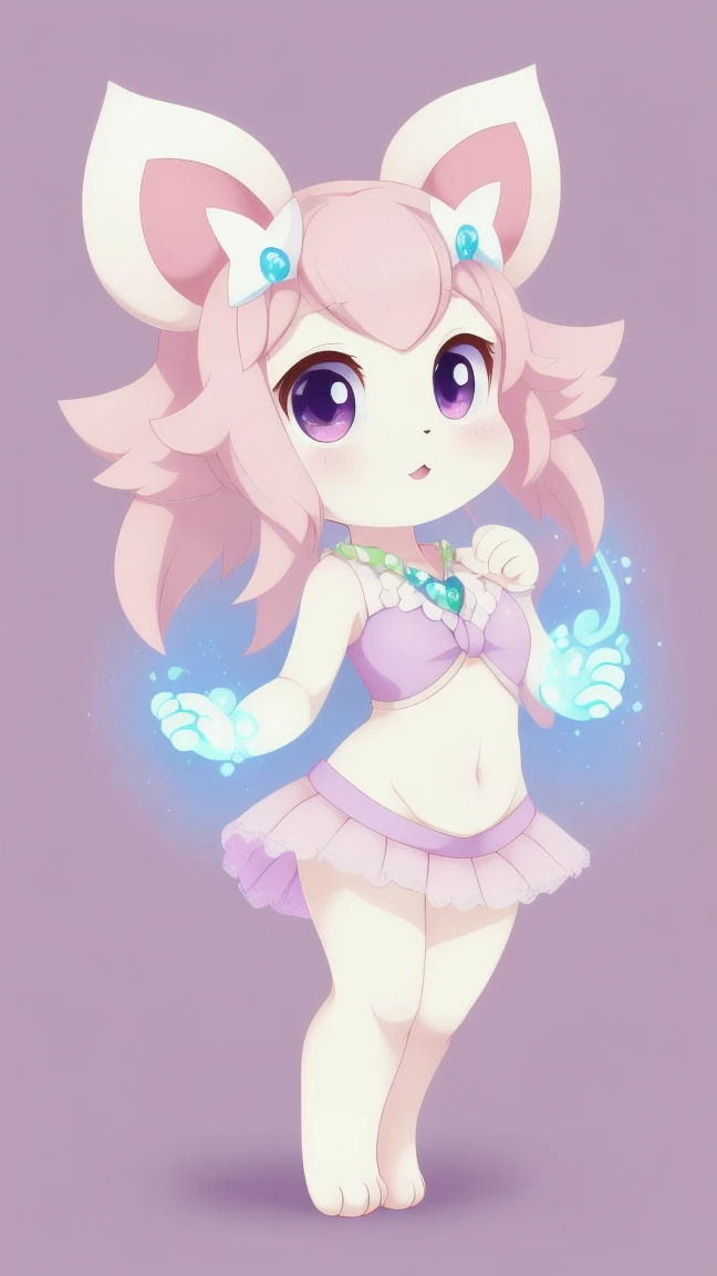 Cute, soft, creature, white, chibi, 1 girl, solo, paws,, magical, precure, no panties, shading, clean