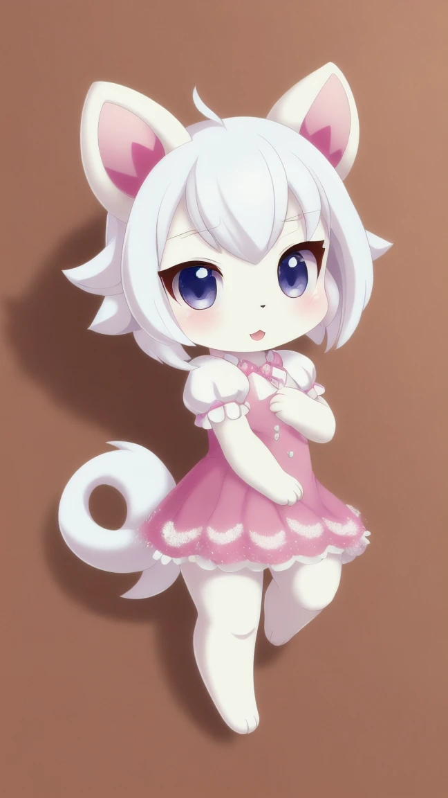 Cute, soft, creature, white, chibi, 1 girl, solo, paws,, magical, precure, no panties, shading, clean