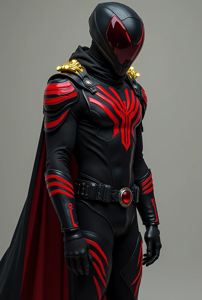 Nightwatcher to superbohater o tajemniczej i zarazem groźnej aparycji, which commands respect among opponents. His costume is a mix of modern technology and classic style., made of durable spandex and nanomaterials, which adapt to his needs. The dominant color is dark gray., która łączy się z czerwonymi i granatowymi akcentami, giving the outfit drama and strength. The costume consists of a fitted armor, which provides not only protection, but also increases his agility and flexibility in combat. A unique emblem stands out on the chest, combining the features of a snow leopard, spider, węgorza i sowy. The symbol is subtle, but its pattern suggests wisdom, strength, szybkość i precyzję, co doskonale odzwierciedla zdolności Axera.
Nightwatcher's helmet is one of the most distinctive elements of his appearance.. To zaawansowane technologicznie nakrycie głowy, resembling a combination of a mask and a helmet, zapewnia mu pełną ochronę i szereg dodatkowych funkcji, such as air filtration and visual analysis of the environment. Artificial ones emerge from the helmet, dark hair - a camouflage element, mający na celu zmylenie przeciwników co do jego prawdziwego wyglądu. W rzeczywistości Axer ma kręcone włosy, co dodaje mu dodatkowej anonimowości.
Na ramionach, elbows, There are round emblems on Nightwatcher's wrists and belt, which do not only have a decorative function, but they also allow him to shoot threads from different places on his body, which gives him an advantage in combat and allows for unexpected maneuvers. Thanks to nanotechnology, every element of his outfit is fully functional, providing the perfect balance between mobility and protection.