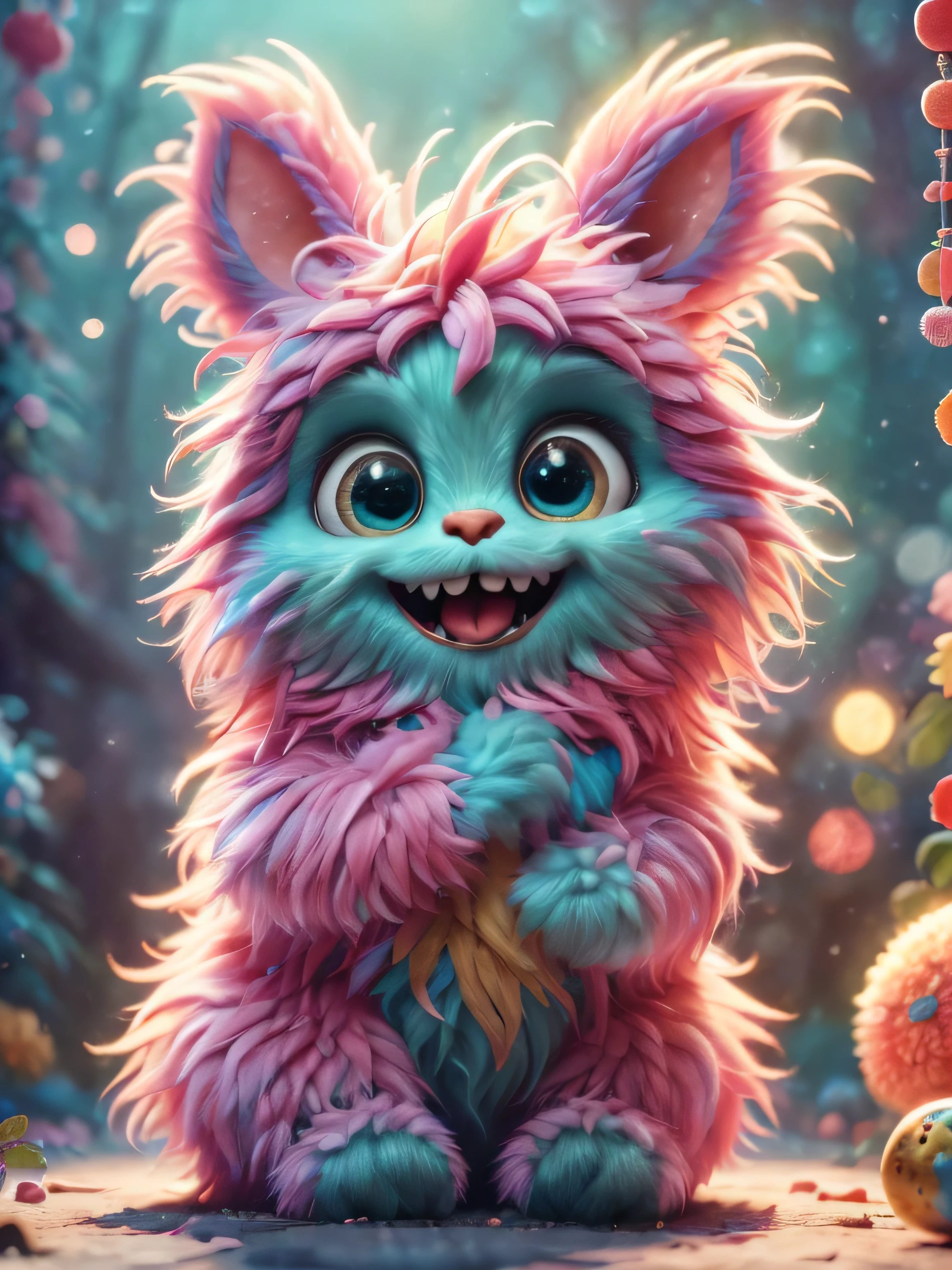 (Best Quality, Super Detail, Masterpiece, Representative Work, Official Art, Professional, Super Detail, 8k:1.3) (Photorealistic:1.2), Adorable blue furry monster with round eyes in a pink bunny suit, Licking an icicle with his tongue while sitting, Winter, Christmas, Night, Natural Lighting, Soft Background, Photorealistic, Shining Eyes, Sharp Focus, Cute and Mischievous Look, Hint of Mischief, Dreamy Atmosphere, Delicate Details, Soft Volumetric Light, (Backlight:1.3), (Cinematic:1.2), Intricate Details, (ArtStation:1.3)