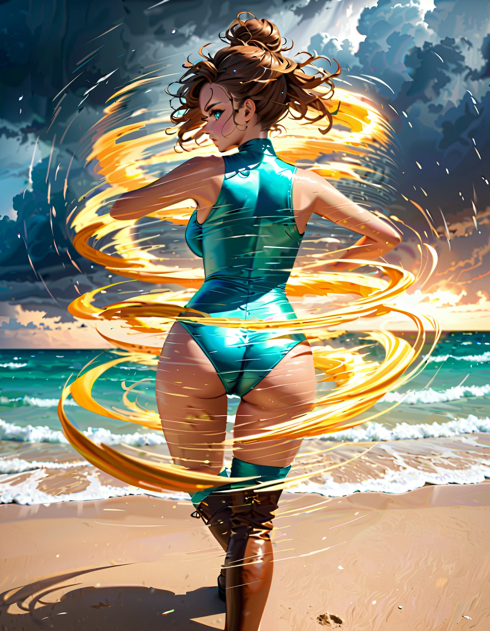 nami from one piece, bikini, detailed eyes, full body.