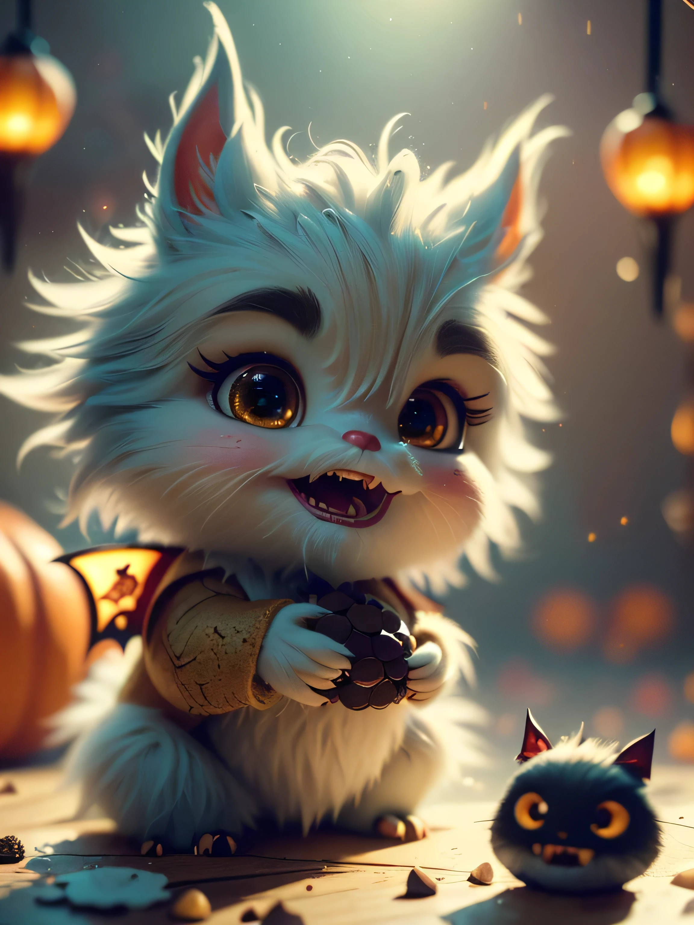 (Best Quality, Super Detailed, masterpiece, representative work, official art, professional, super high detail, 8k:1.3) (photorealism:1.2), adorable monster eating chocolate chip cookies with round eyes, dressed in a bat costume, autumn, halloween, night, Natural lighting, Soft background, Photorealistic, Shining eyes, Sharp focus, Sweet and mischievous look, Hint of mischief, Dreamy atmosphere, Delicate details, soft volumetric light, (backlight:1.3), (cinematic:1.2), intricate details, (ArtStation:1.3)