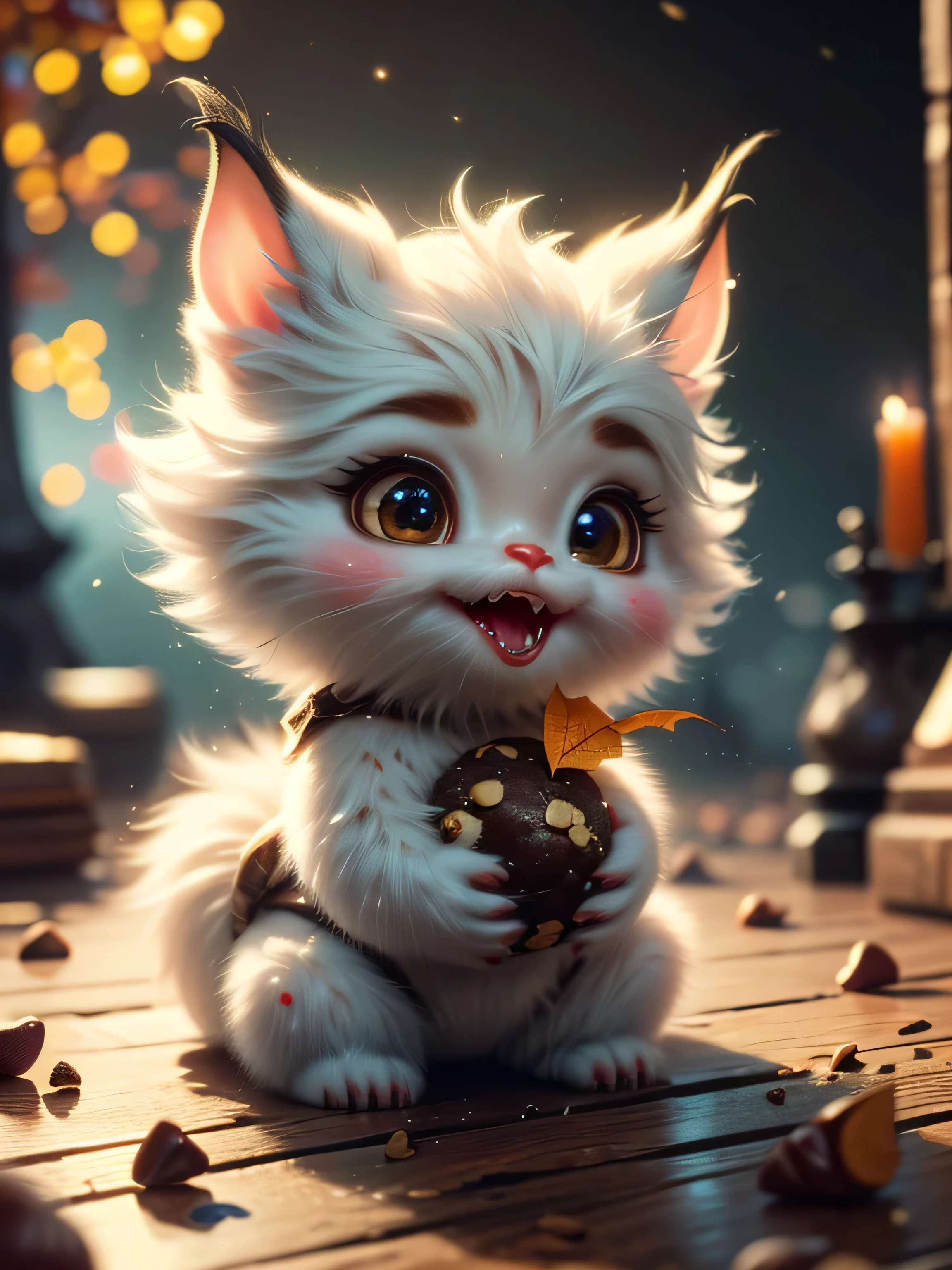 (Best Quality, Super Detailed, masterpiece, representative work, official art, professional, super high detail, 8k:1.3) (photorealism:1.2), adorable monster eating chocolate chip cookies with round eyes, dressed in a bat costume, autumn, halloween, night, Natural lighting, Soft background, Photorealistic, Shining eyes, Sharp focus, Sweet and mischievous look, Hint of mischief, Dreamy atmosphere, Delicate details, soft volumetric light, (backlight:1.3), (cinematic:1.2), intricate details, (ArtStation:1.3)