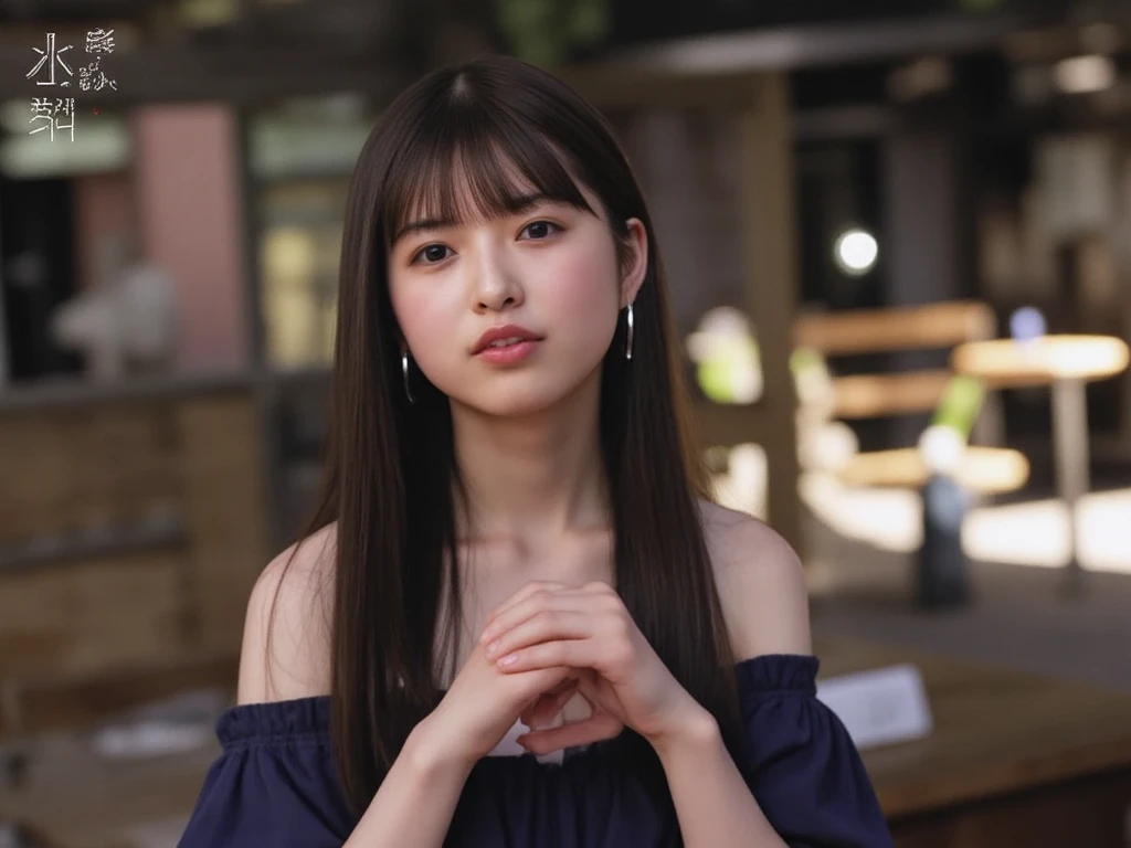 The high resolution photograph of a young Japanese female idol, solo, Distant view, 1girl, (wearing a strapless off-shoulder dress), portrait, looking at the camera, (straight long black hair with blunt bangs), pale skin, detailed face, detailed eyes, seductive eyes, natural make-up,
(aahegao, tongue out, dr00l), indoors, 