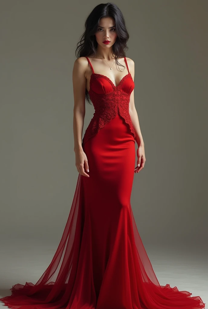 a woman in the translucent silk red gown, tight full body tied, satin sheet, nipple on with nipple piercing, wearing translucent veils, faceless, face cover with satin veil, satin hijab, full body, long satin,mermaid tight long gown, flowy dramatic long gown, tall women, satin bed, strugle to walk, wear high heels, satin bed, masterpice
